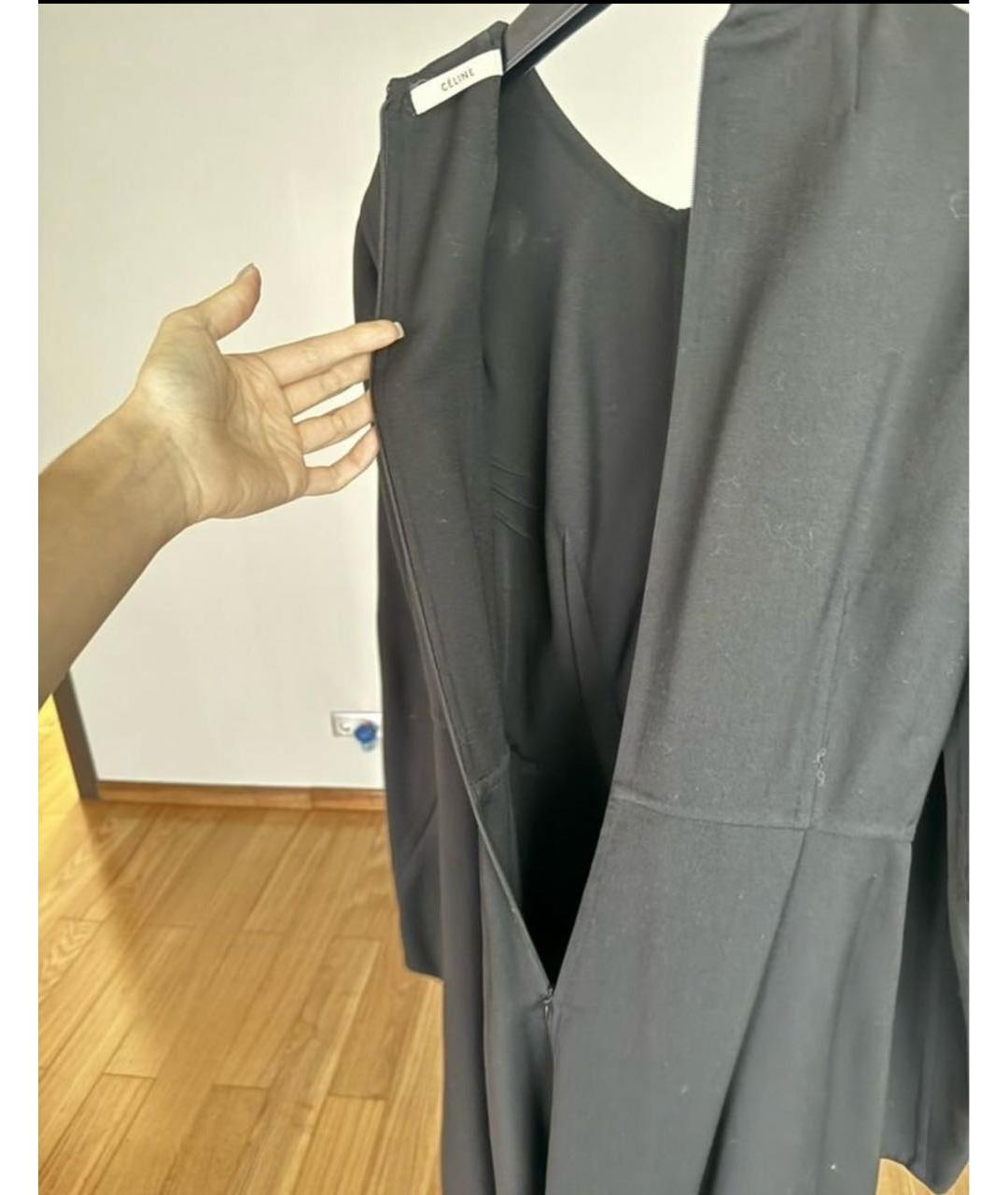 CELINE Черное шерстяное повседневное платье, фото 5