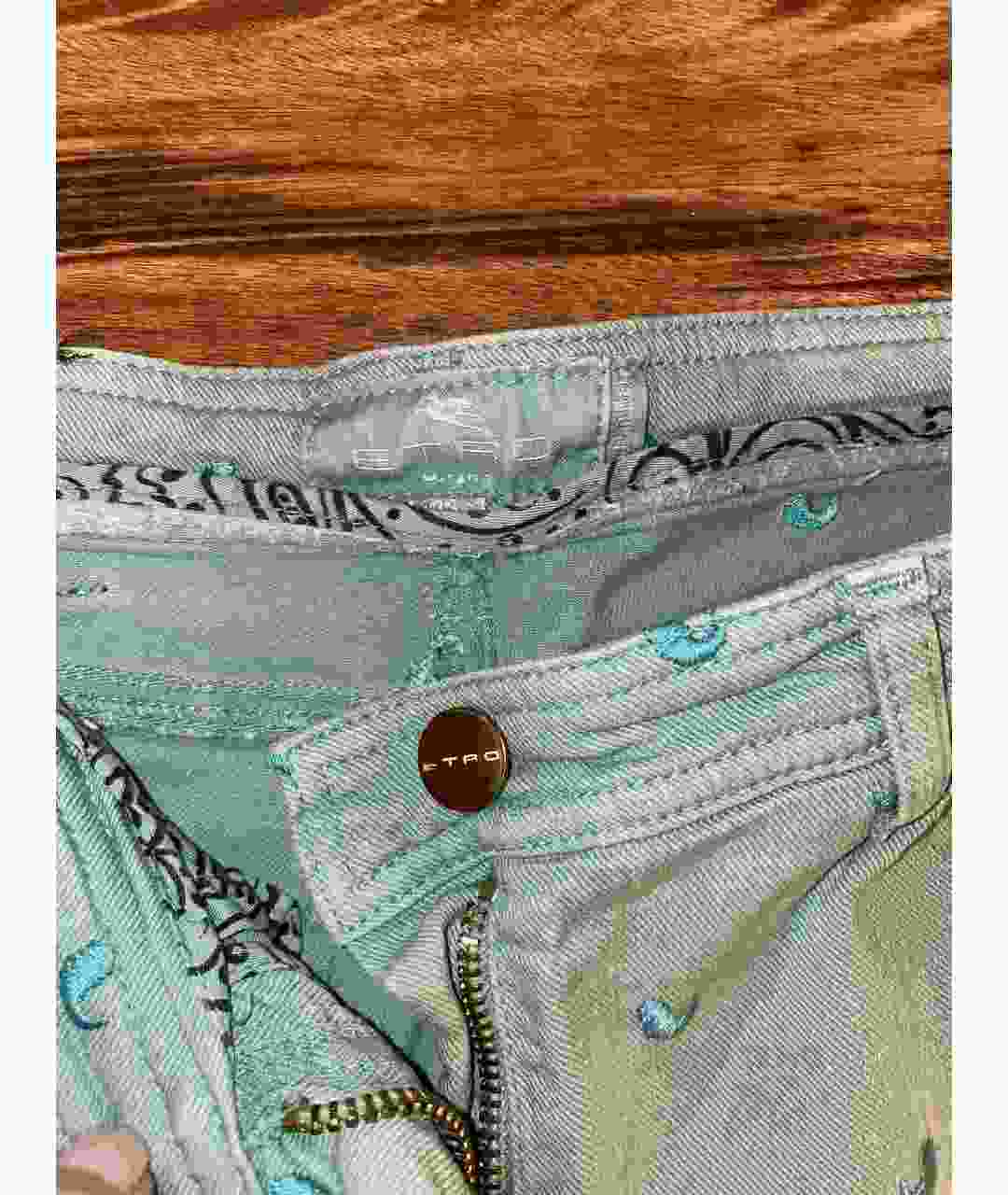 ETRO Зеленые хлопко-эластановые джинсы слим, фото 3