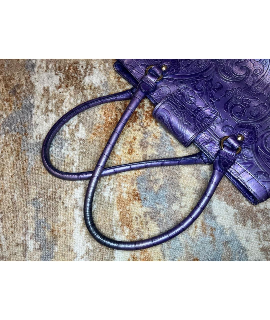 ETRO Фиолетовая кожаная сумка тоут, фото 6