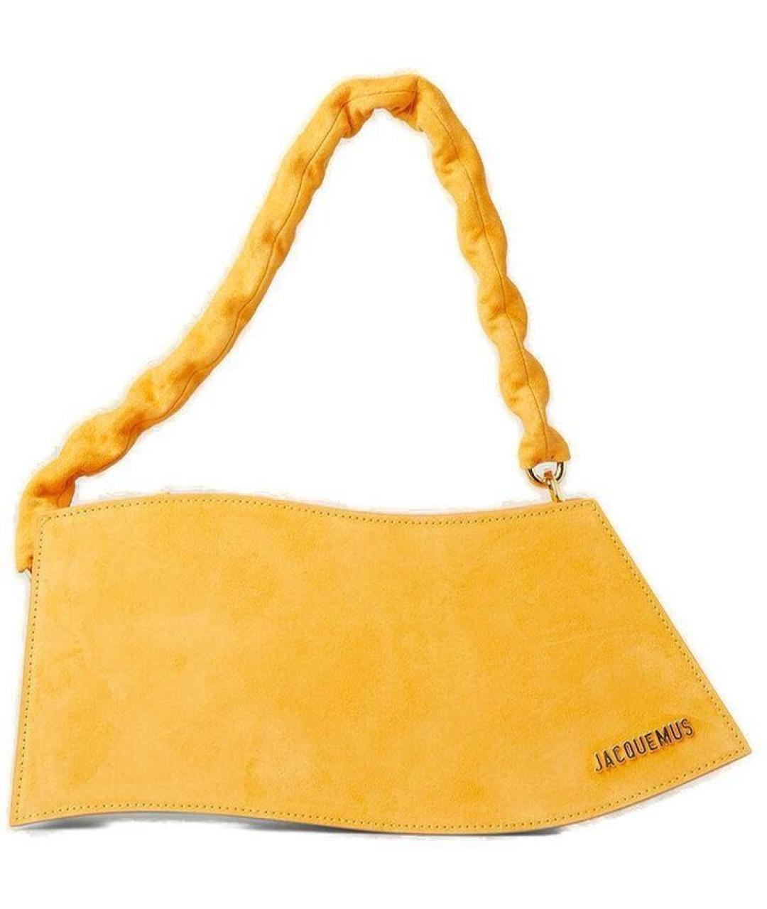 JACQUEMUS Оранжевая замшевая сумка с короткими ручками, фото 1