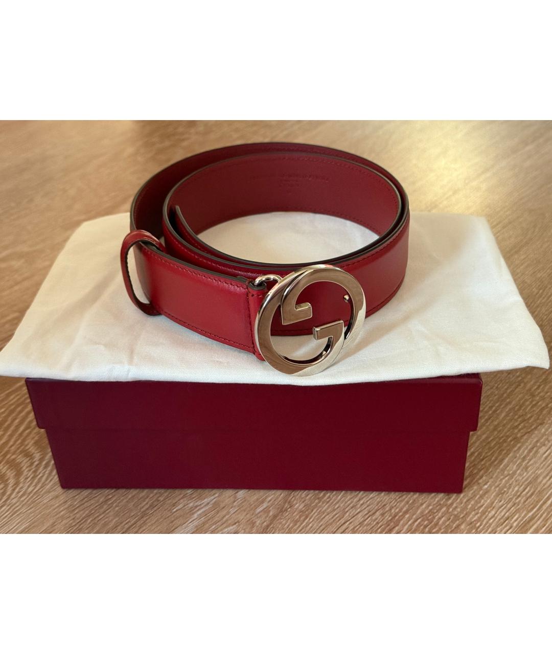 GUCCI Бордовый кожаный ремень, фото 2