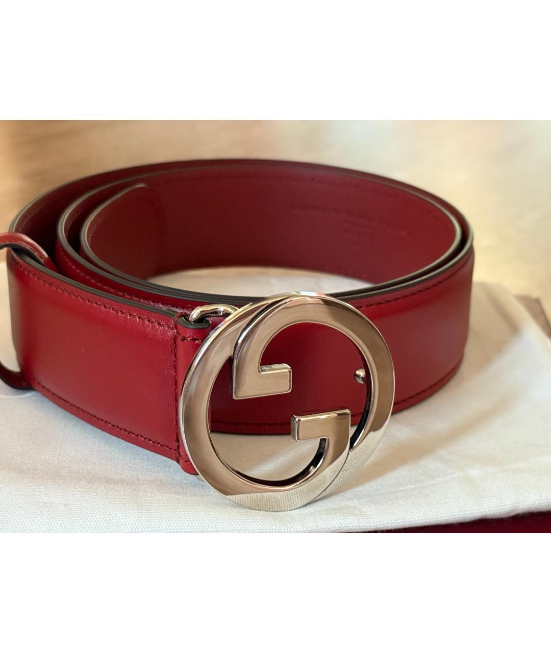 GUCCI Бордовый кожаный ремень, фото 4