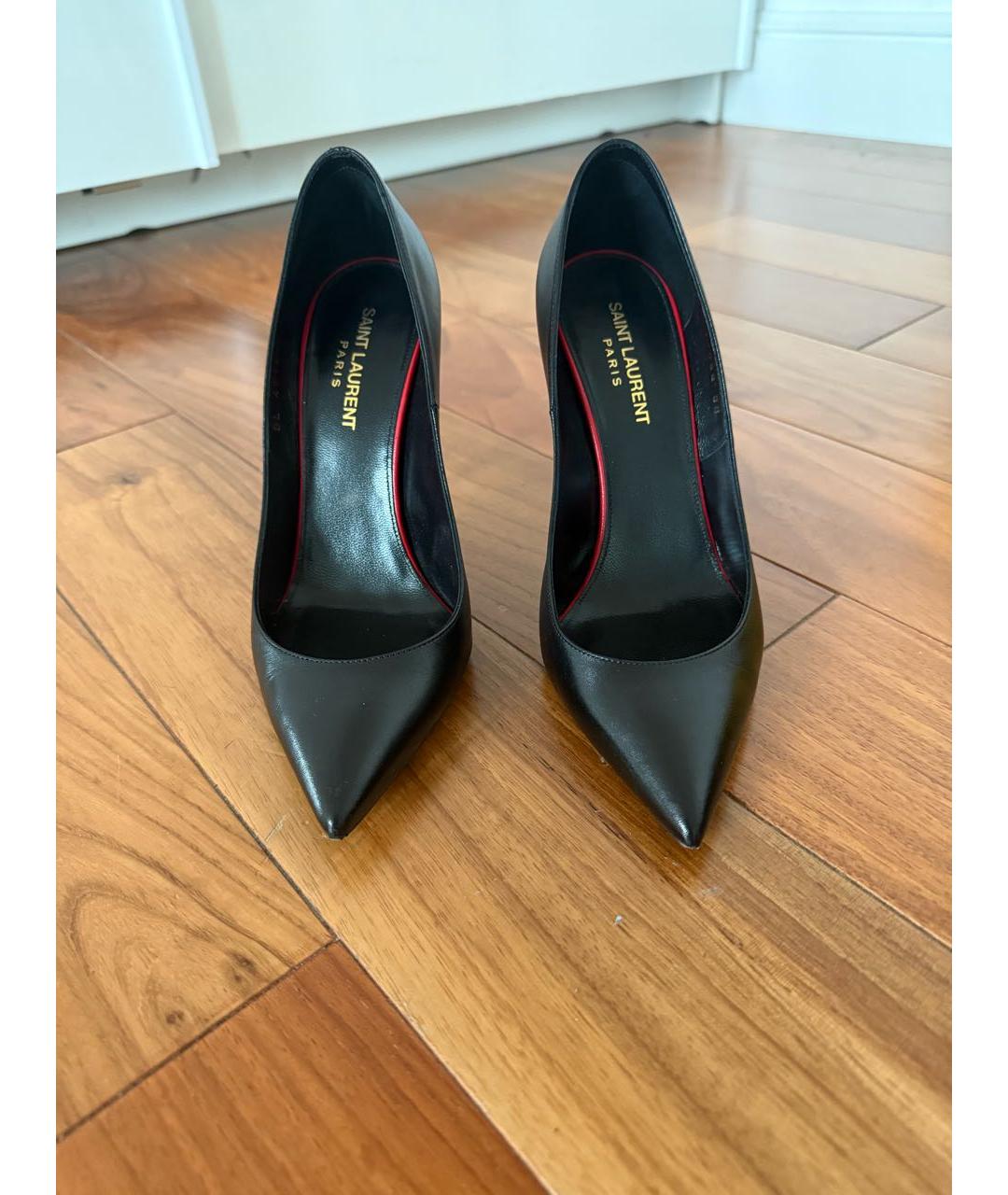 SAINT LAURENT Черные кожаные туфли, фото 2