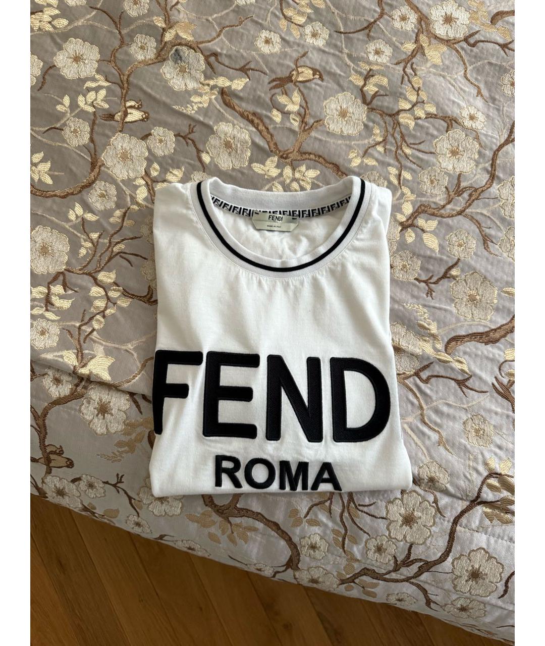 FENDI Белая хлопковая футболка, фото 5