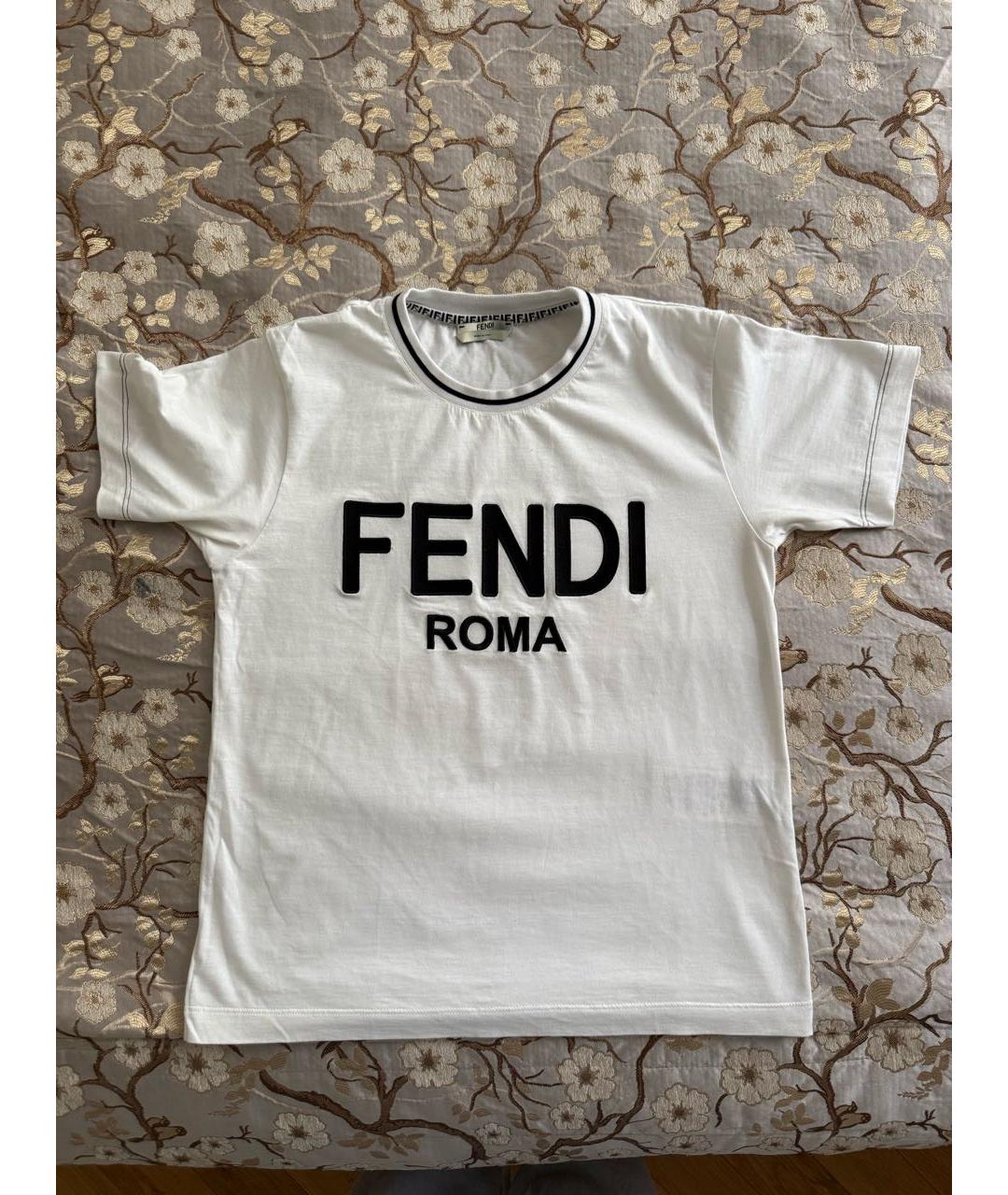 FENDI Белая хлопковая футболка, фото 6