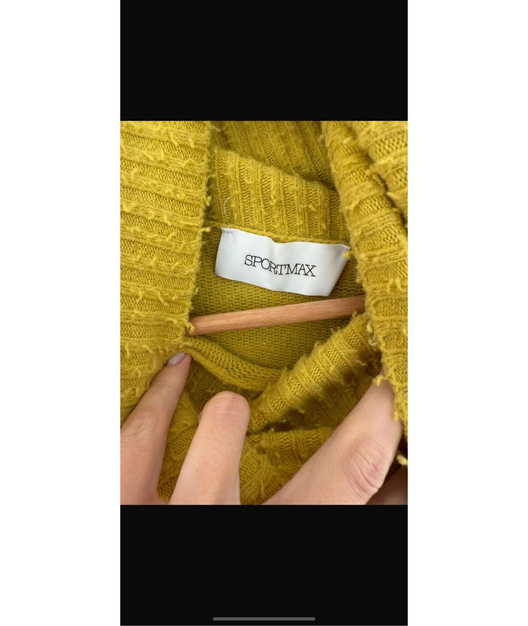 SPORTMAX Желтое шерстяное повседневное платье, фото 3