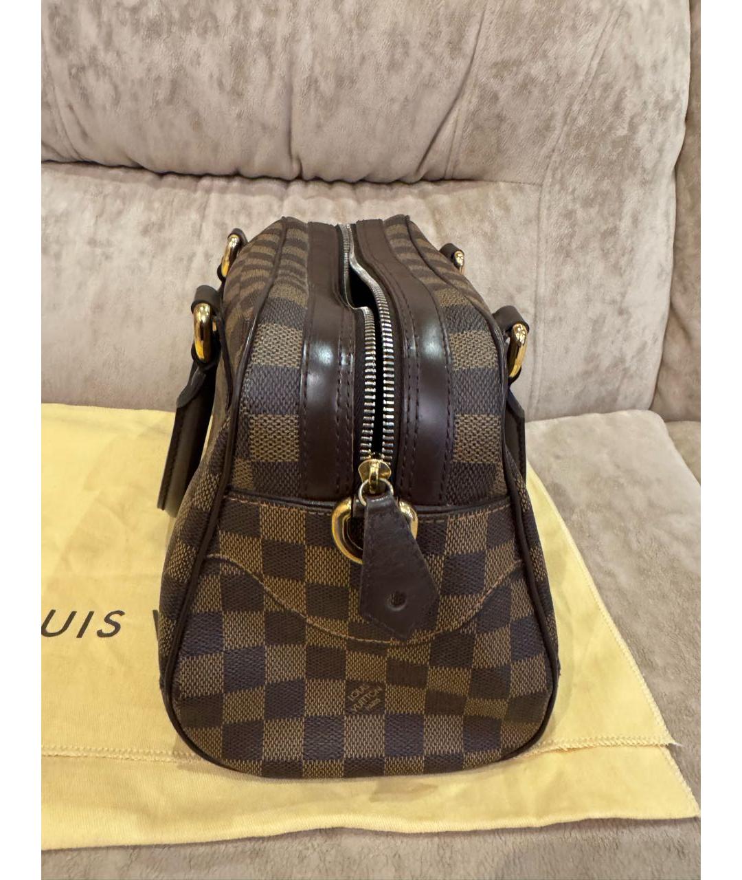 LOUIS VUITTON Коричневая кожаная сумка с короткими ручками, фото 3