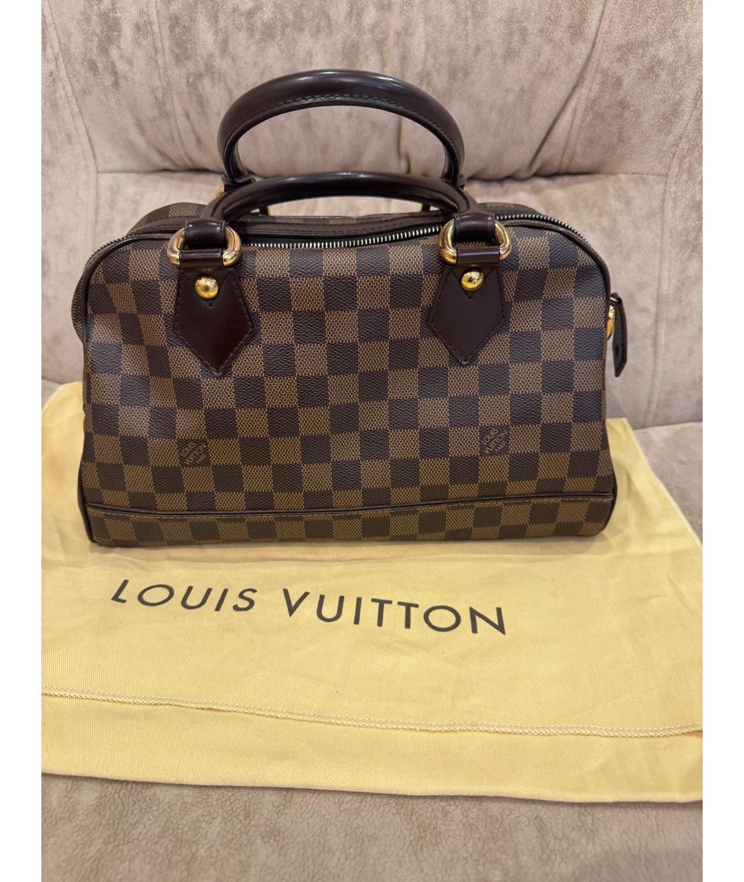 LOUIS VUITTON Коричневая кожаная сумка с короткими ручками, фото 9