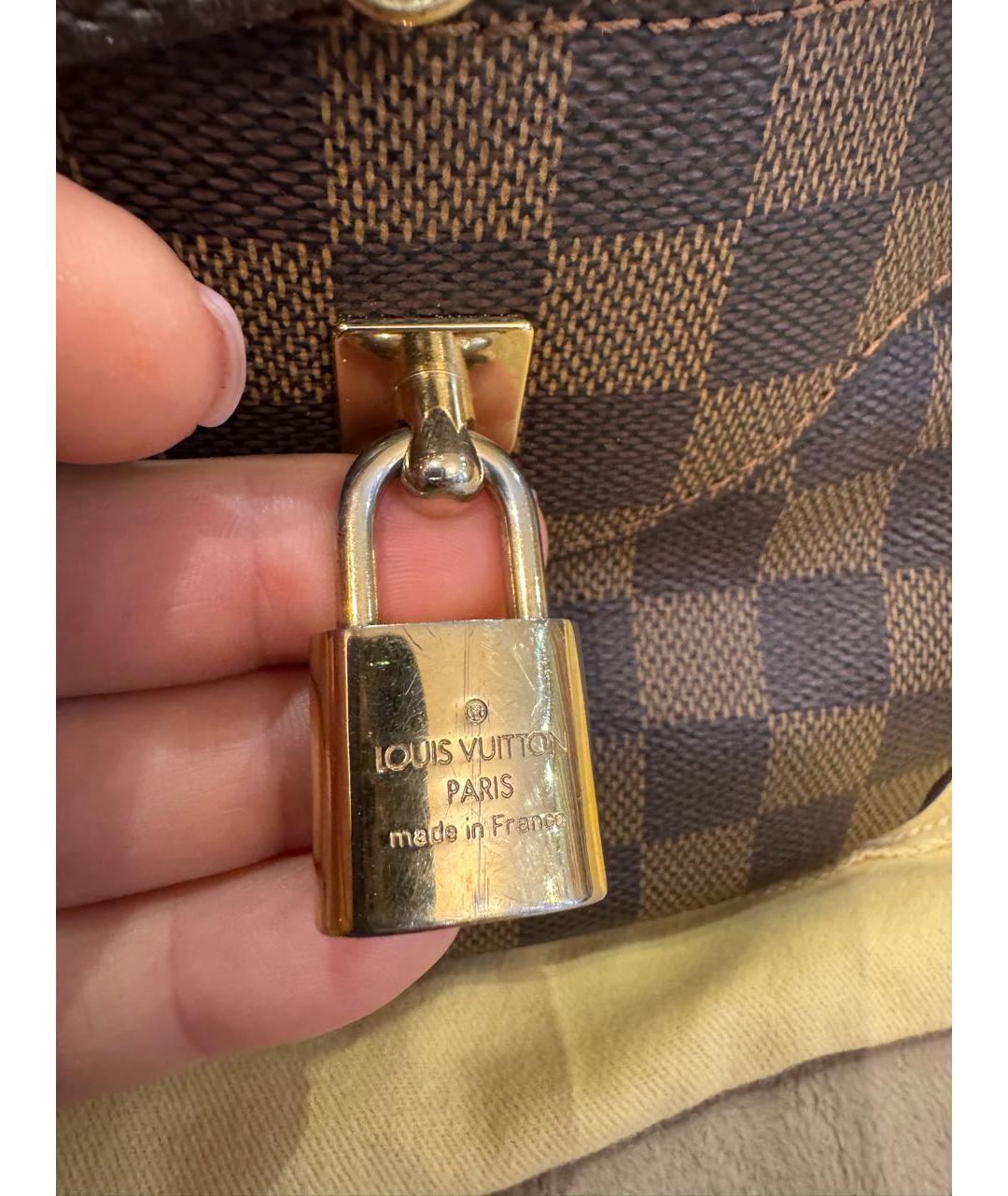 LOUIS VUITTON Коричневая кожаная сумка с короткими ручками, фото 6