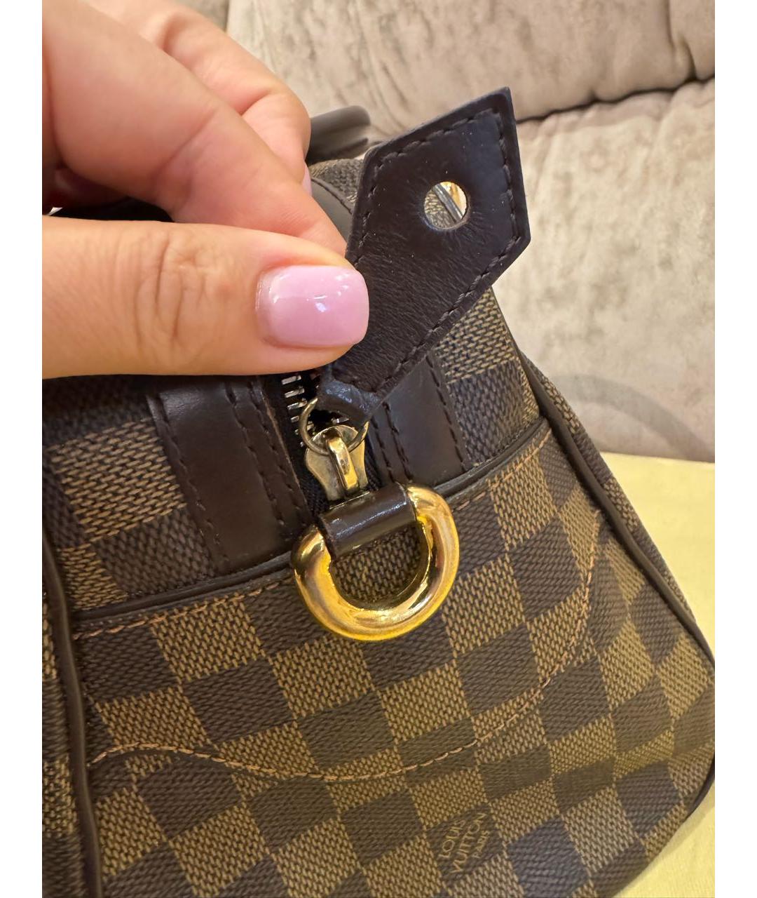 LOUIS VUITTON Коричневая кожаная сумка с короткими ручками, фото 8