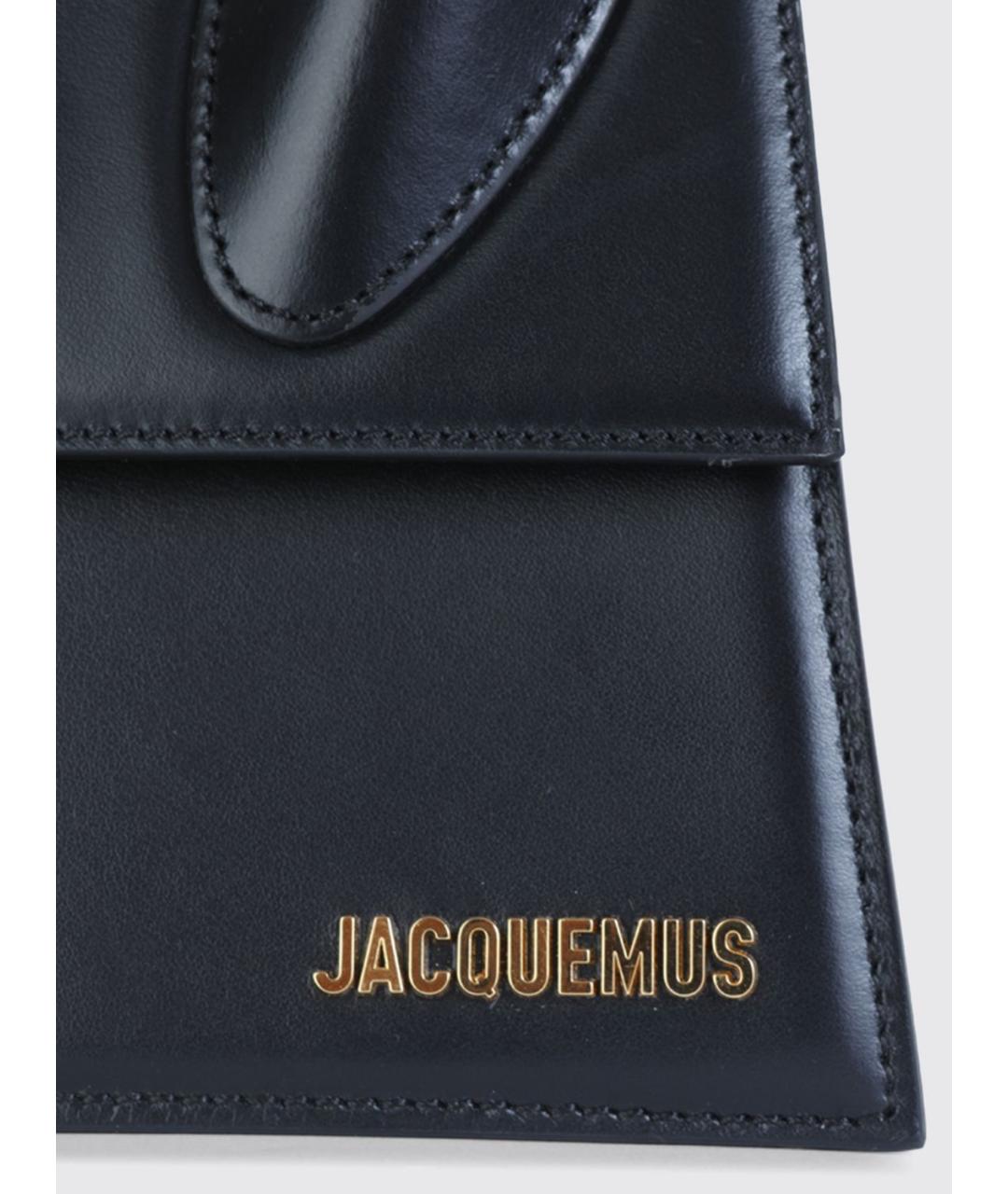 JACQUEMUS Черная кожаная сумка с короткими ручками, фото 4