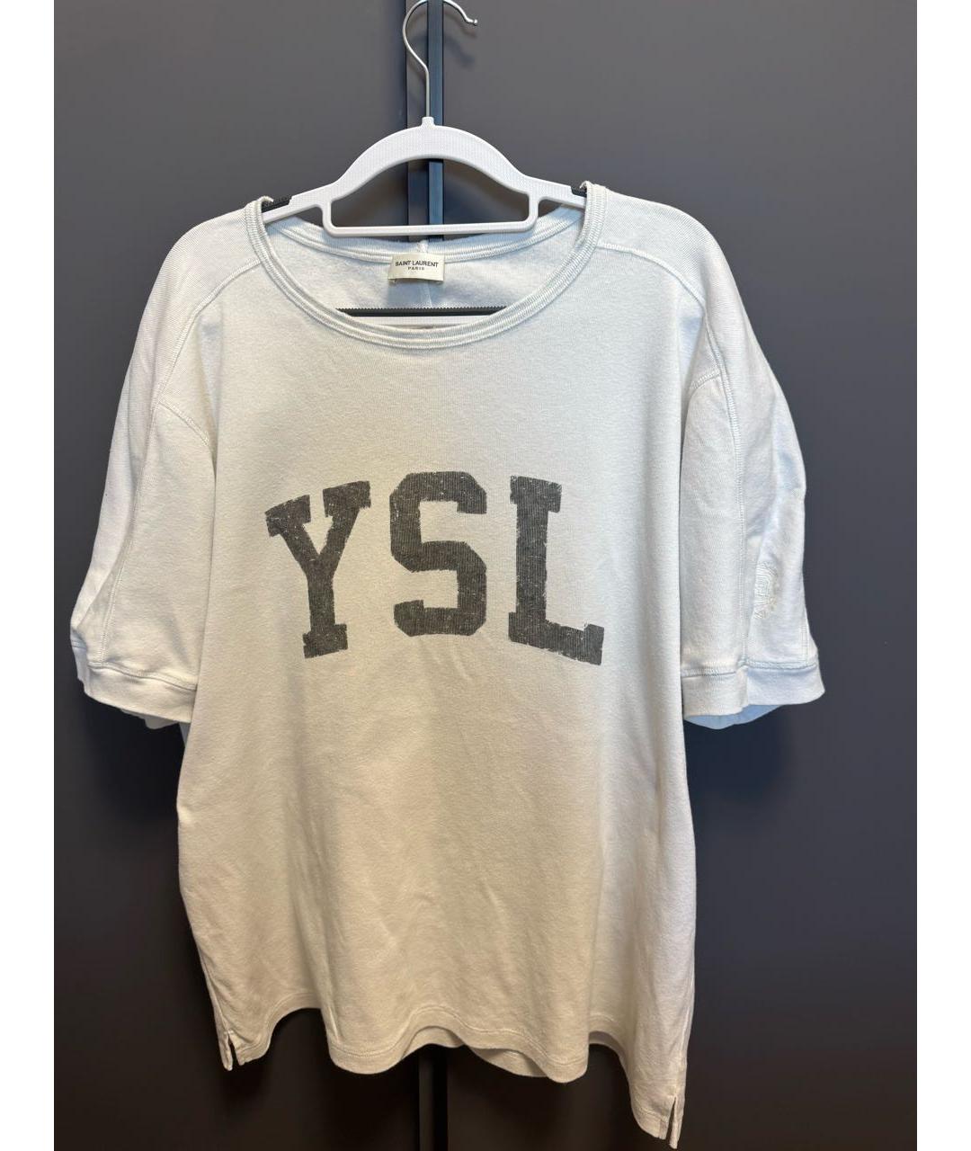 SAINT LAURENT Белая хлопковая футболка, фото 5