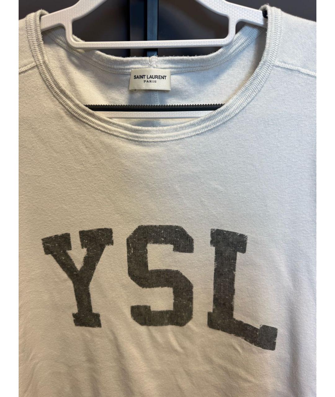 SAINT LAURENT Белая хлопковая футболка, фото 3