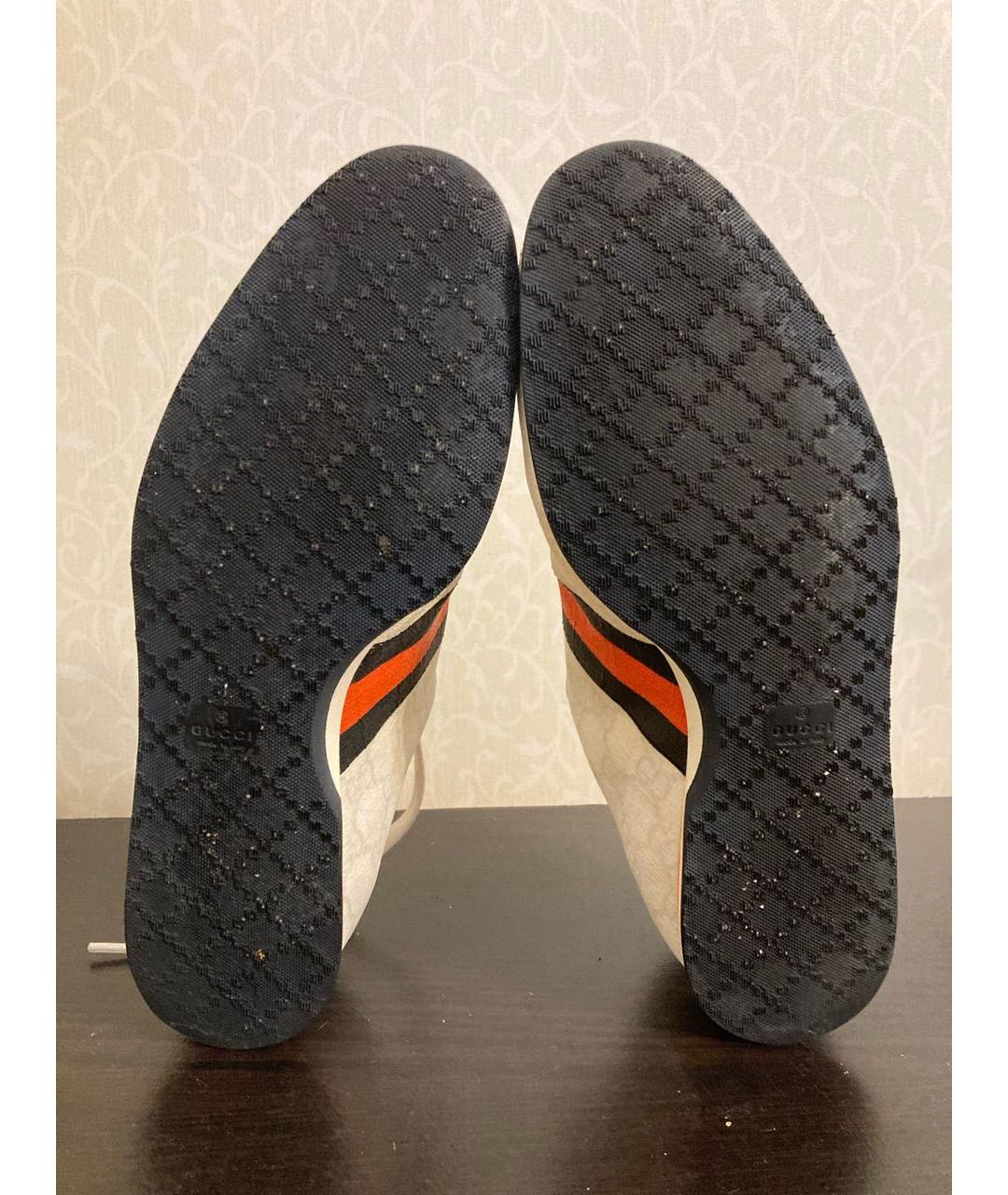 GUCCI Белые кожаные кроссовки, фото 3