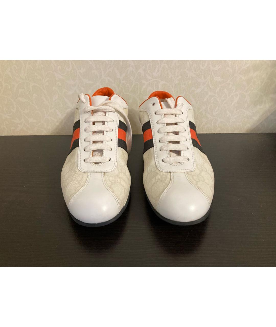 GUCCI Белые кожаные кроссовки, фото 2