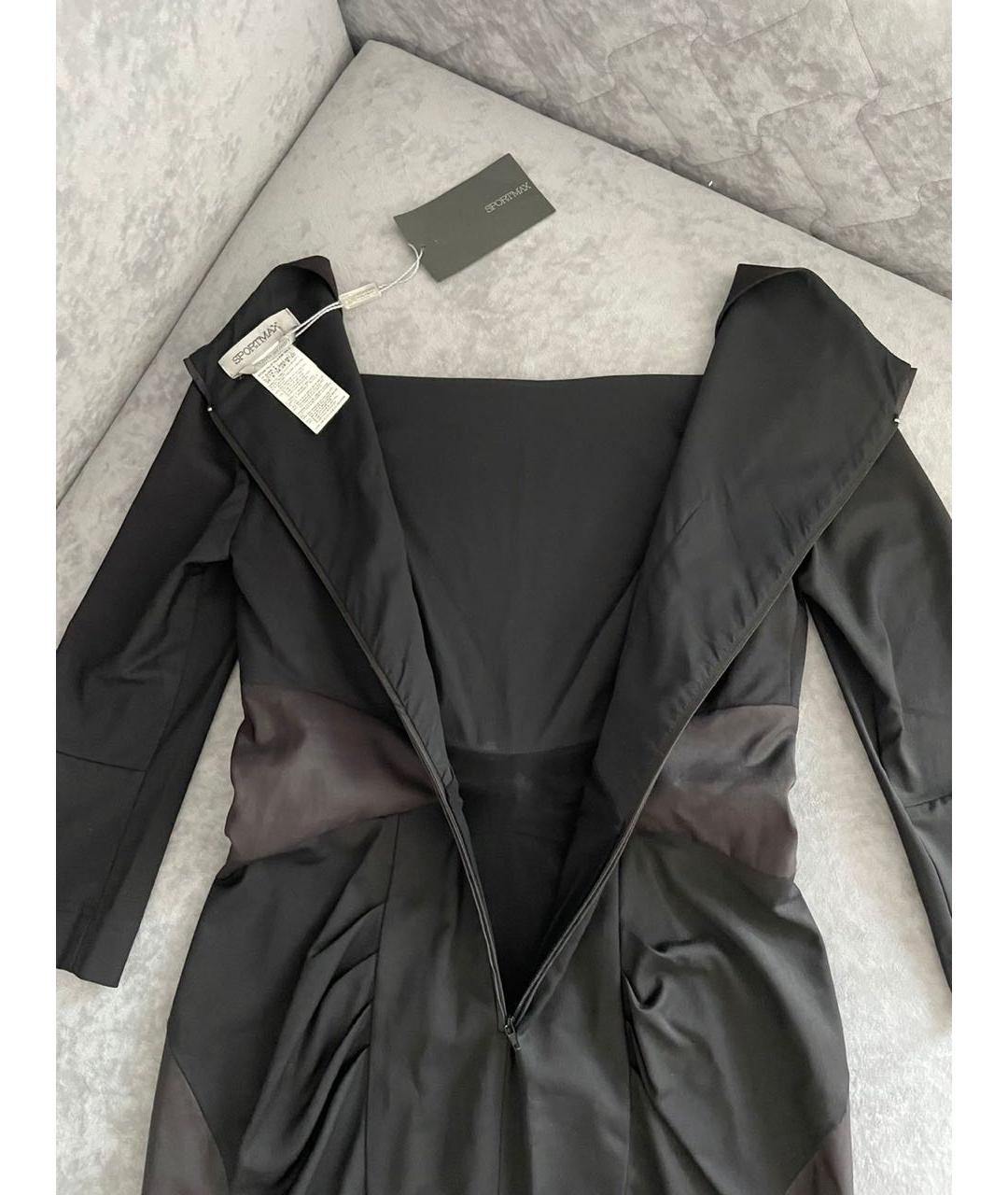 SPORTMAX Черное вискозное коктейльное платье, фото 7