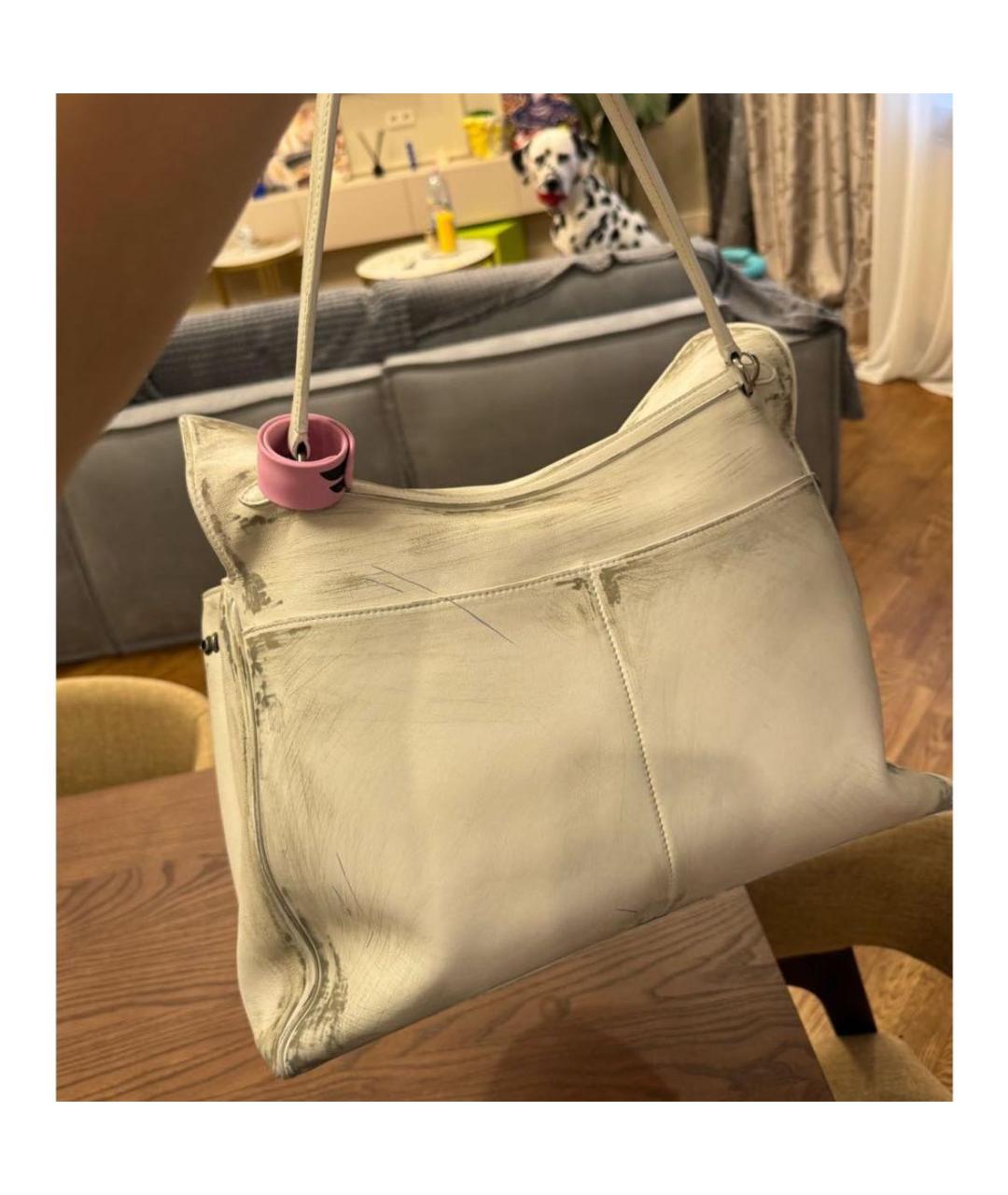 BALENCIAGA Белая кожаная сумка тоут, фото 3