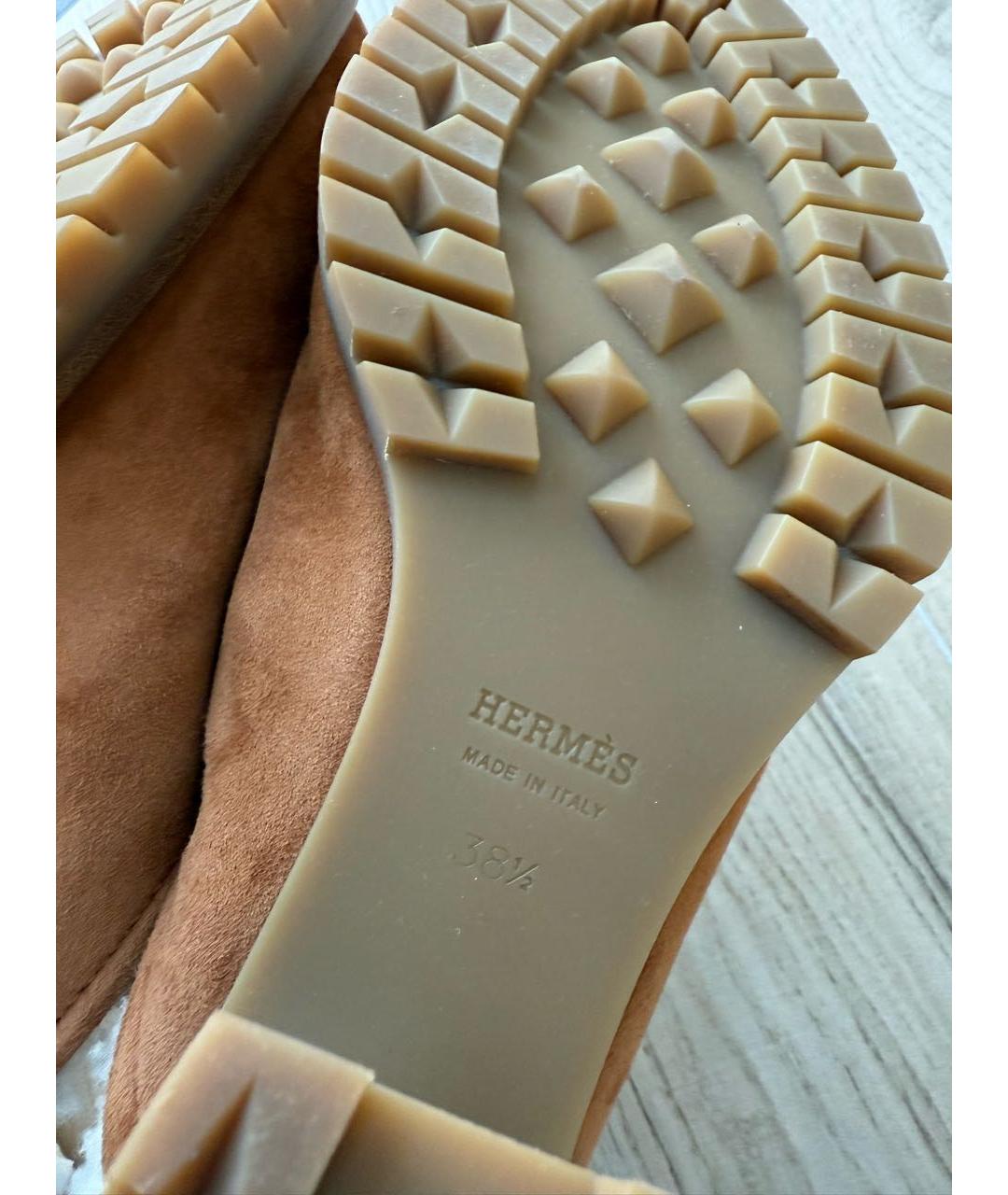 HERMES Коричневые замшевые сабо, фото 3