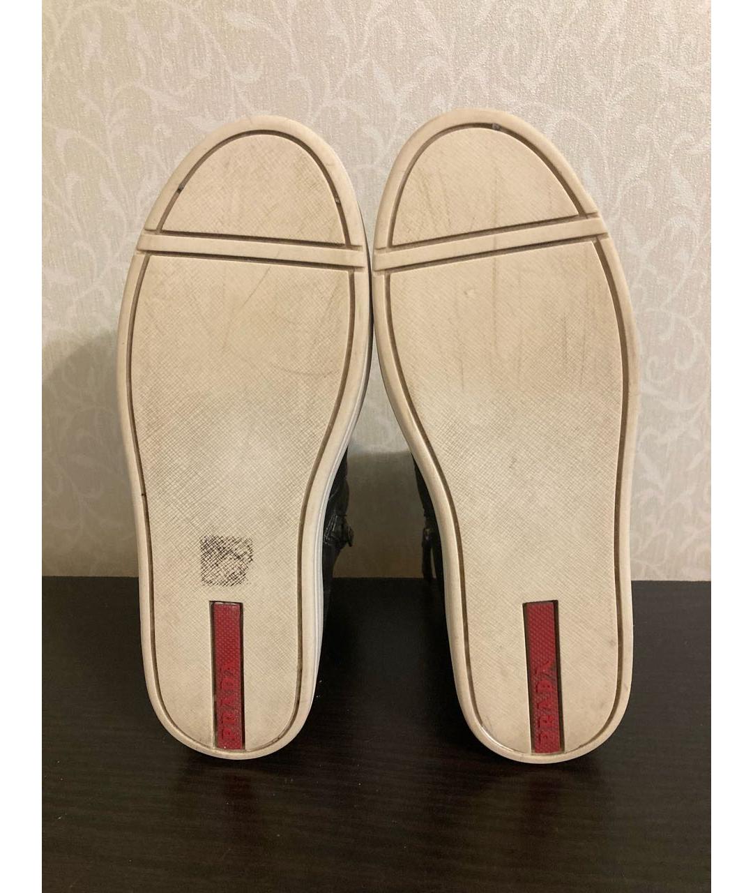 PRADA Черные кожаные кеды, фото 5