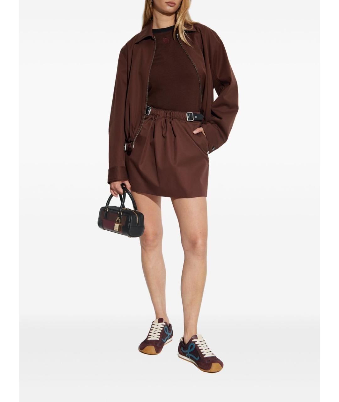 LOEWE Коричневая хлопковая юбка мини, фото 2