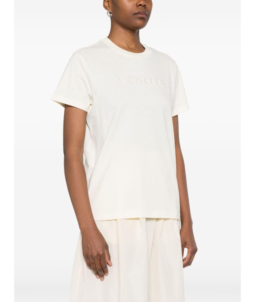 MONCLER Бежевая хлопковая футболка, фото 4