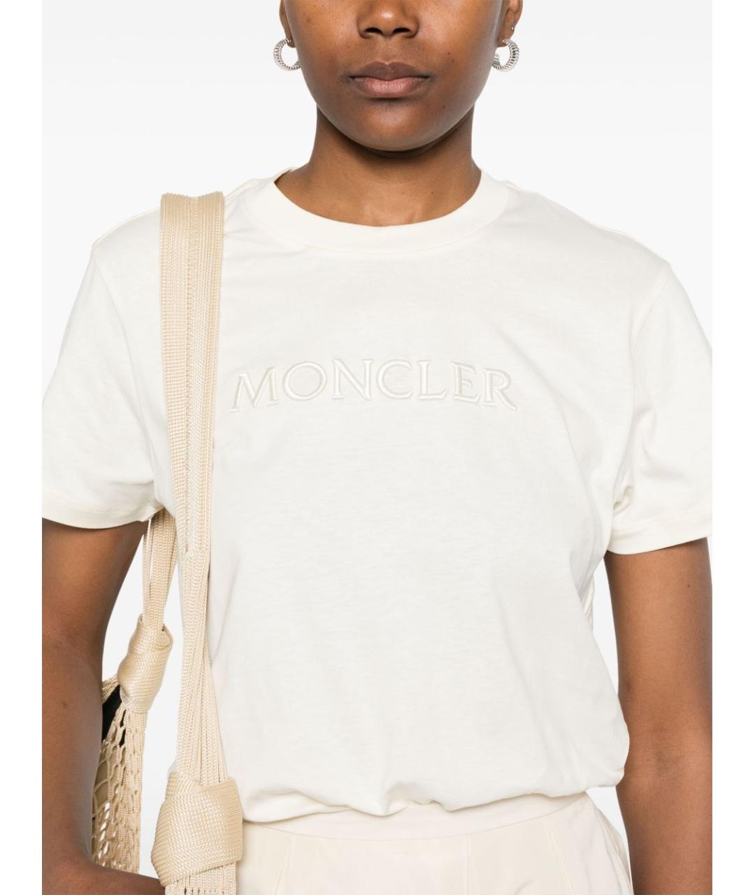 MONCLER Бежевая хлопковая футболка, фото 3