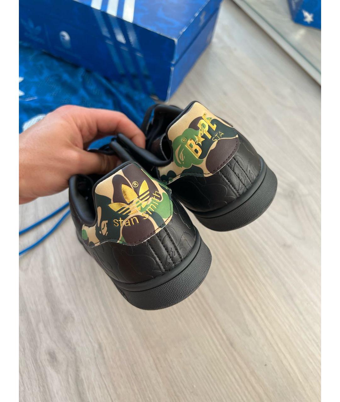BAPE Черные кожаные низкие кроссовки / кеды, фото 3