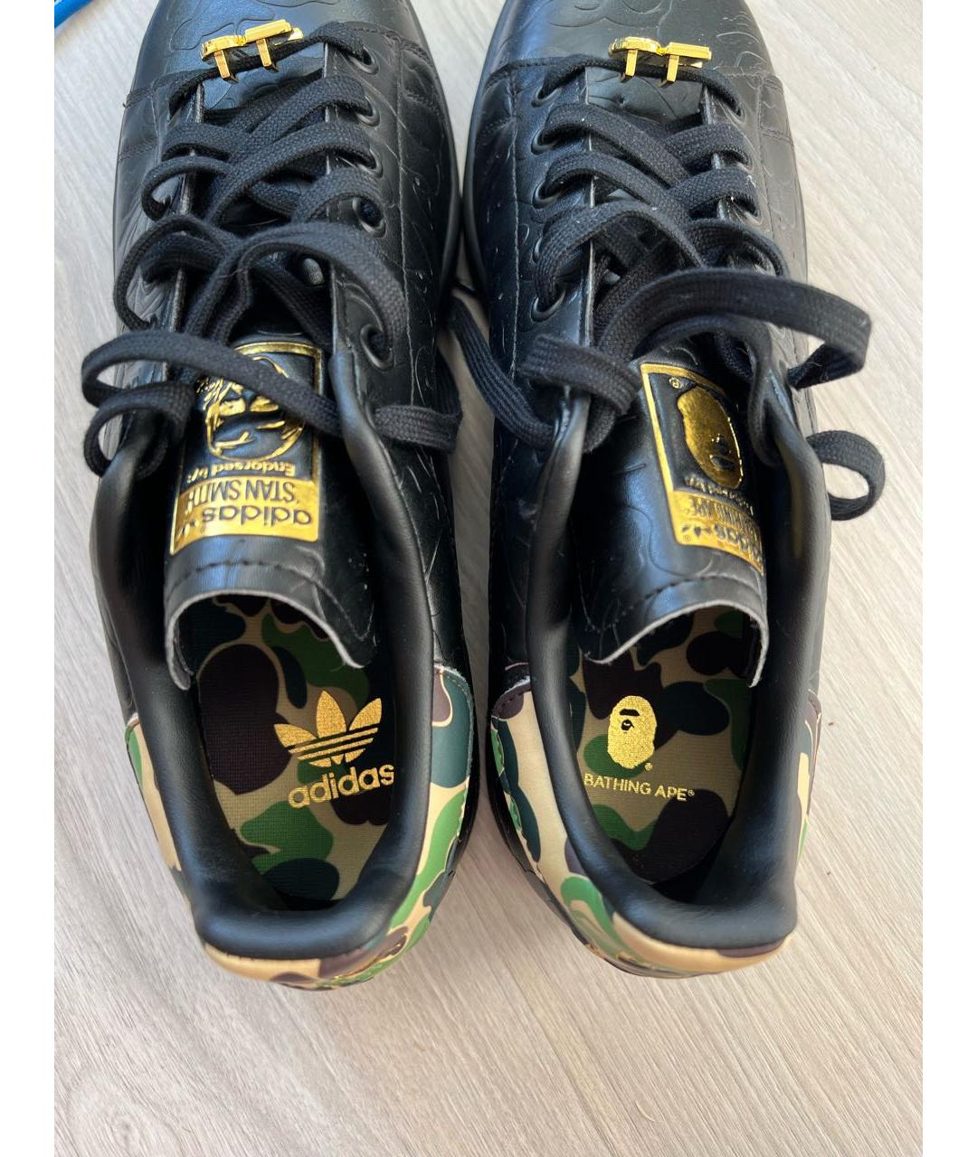BAPE Черные кожаные низкие кроссовки / кеды, фото 4