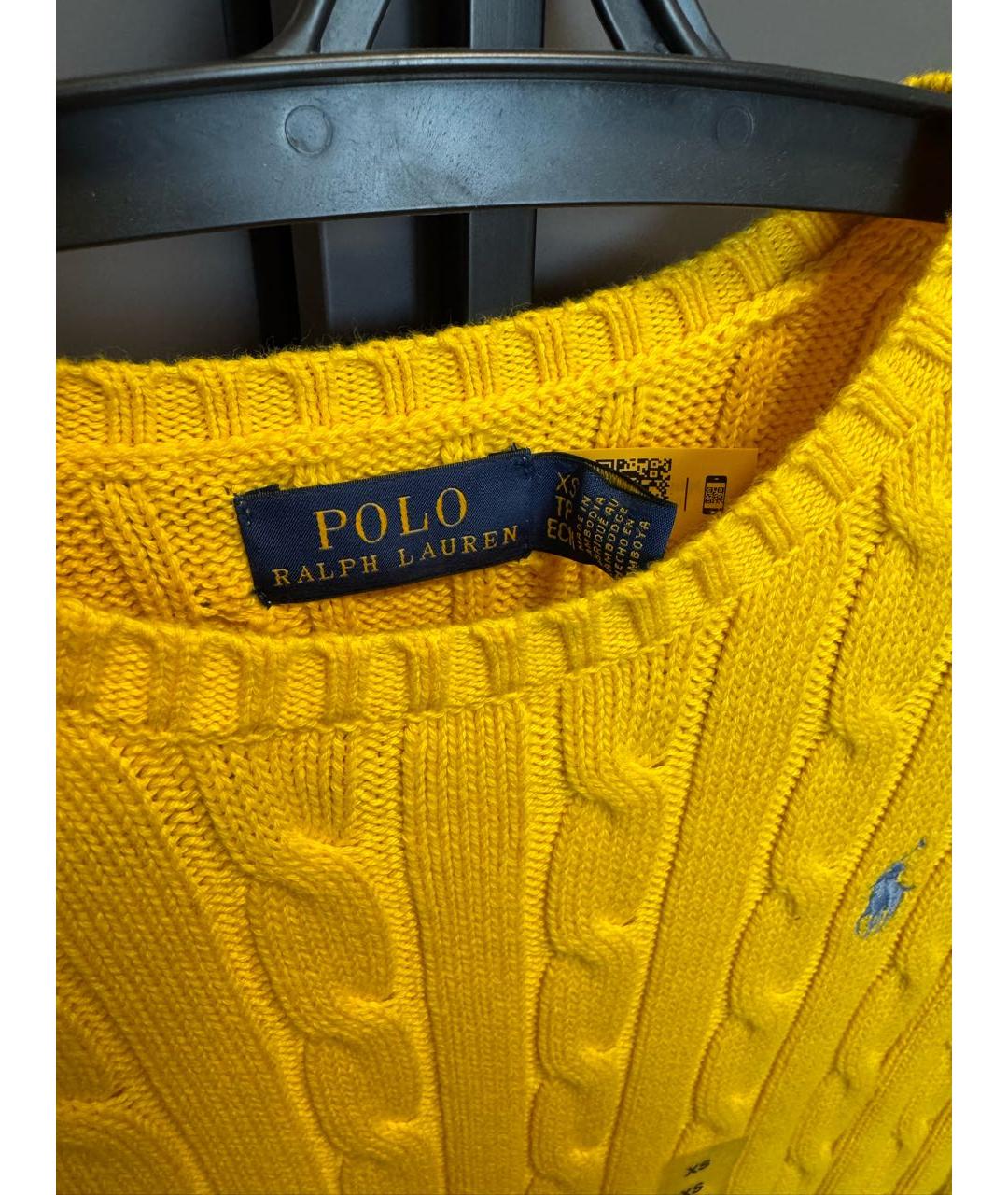 POLO RALPH LAUREN Желтый хлопковый джемпер / свитер, фото 3