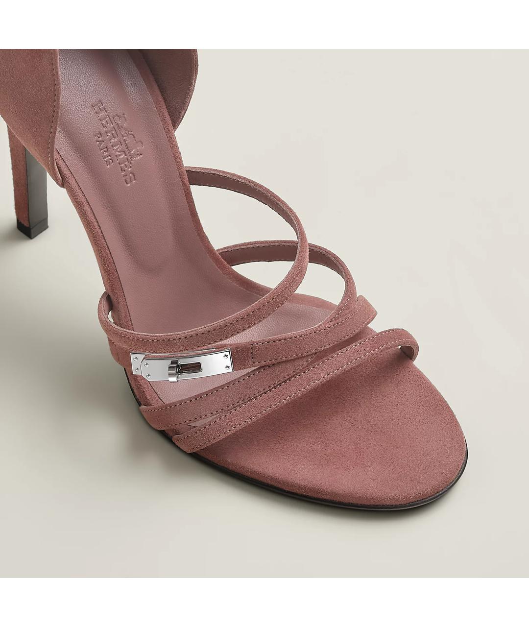 HERMES Розовые кожаные босоножки, фото 4