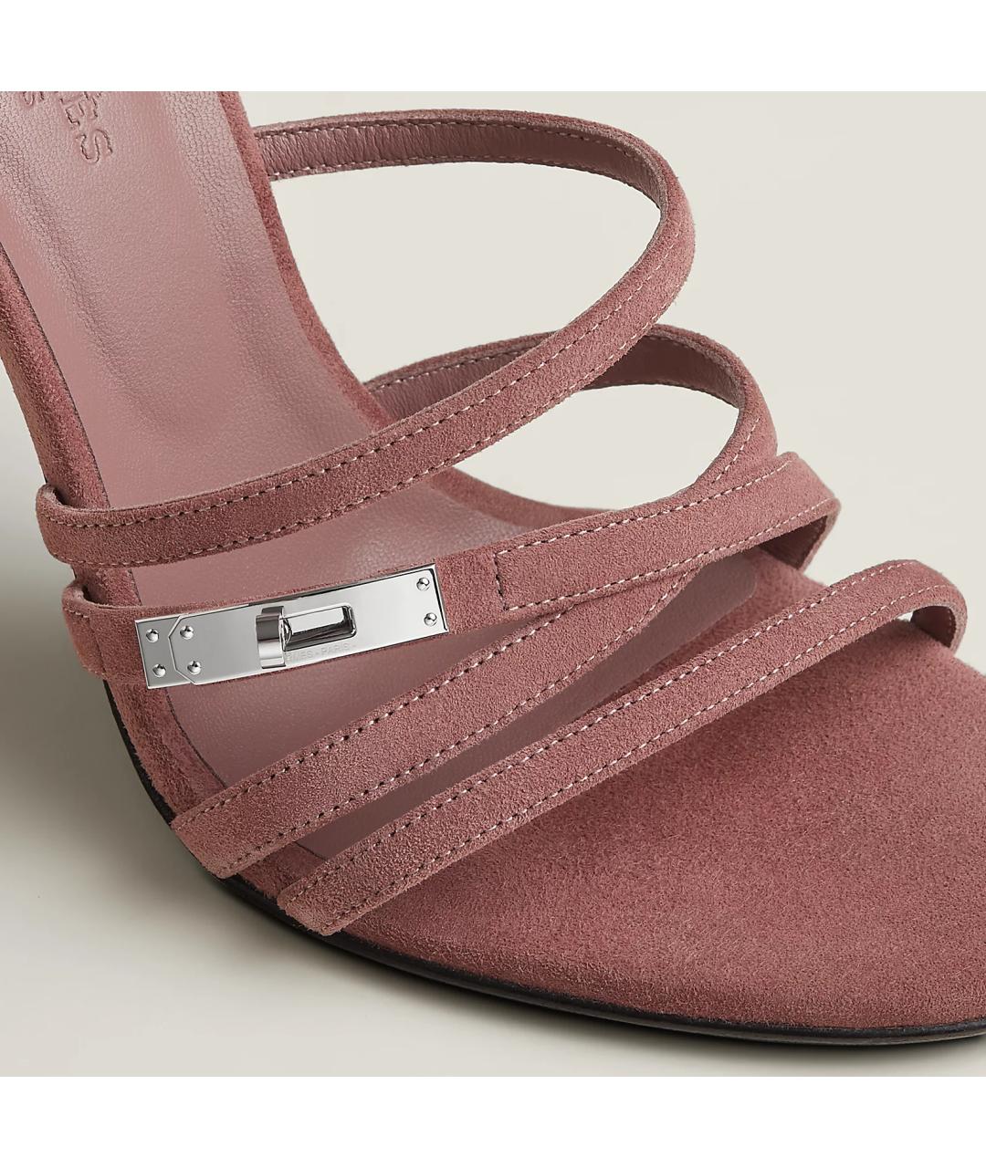 HERMES Розовые кожаные босоножки, фото 5
