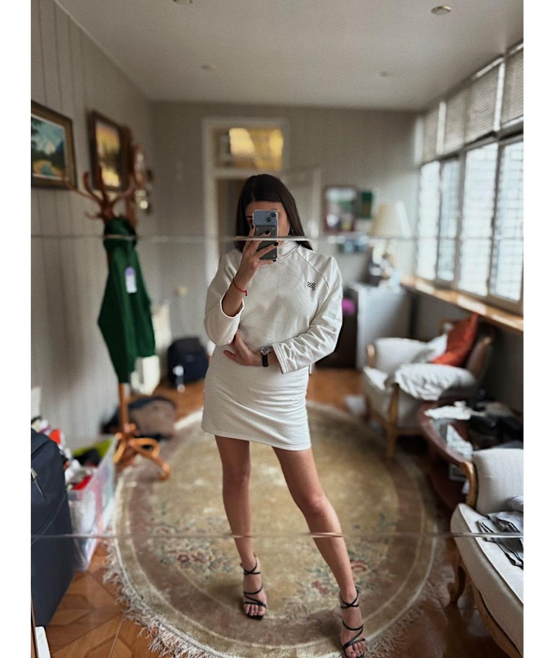 THE PANGAIA Белое хлопковое повседневное платье, фото 4