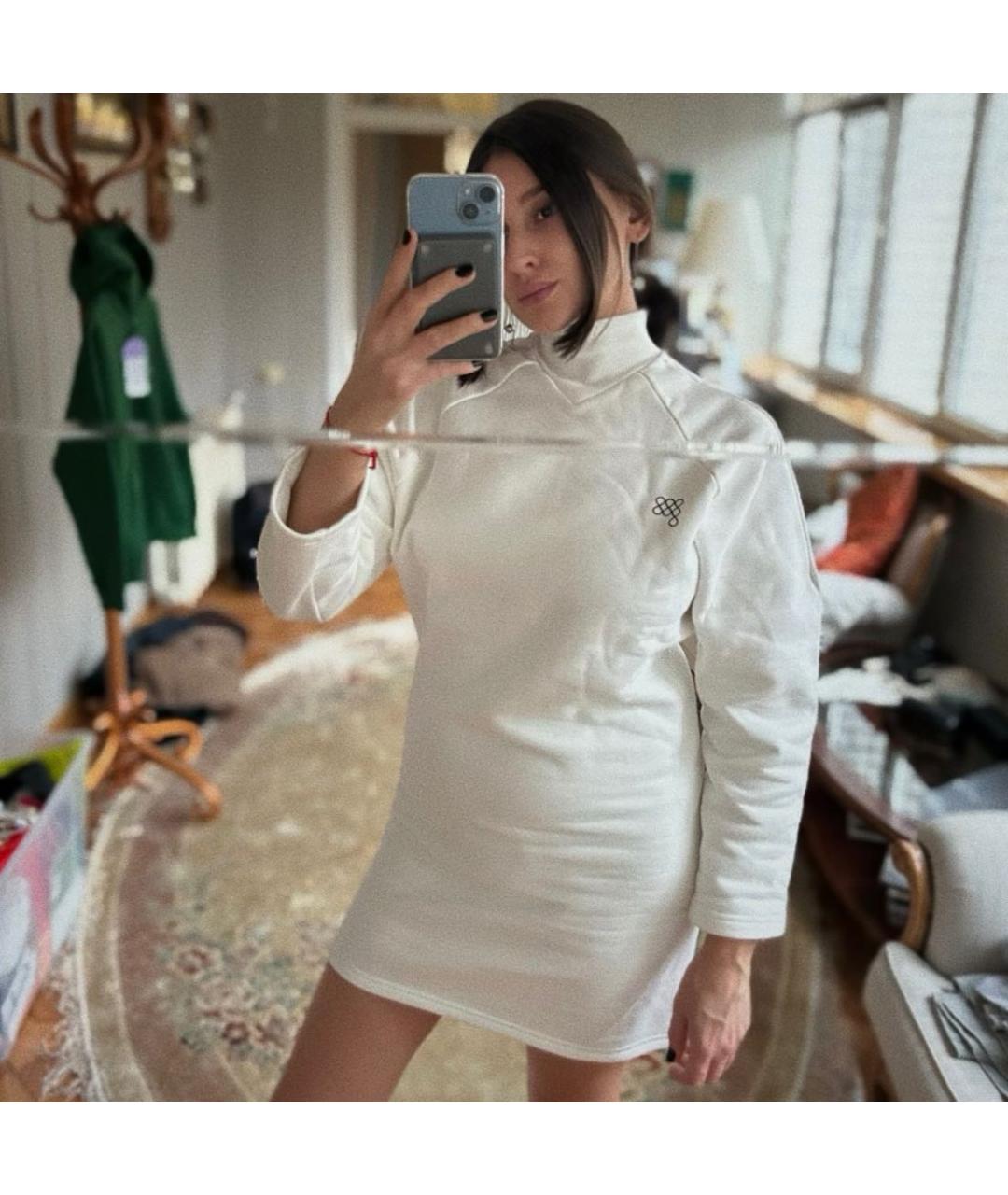 THE PANGAIA Белое хлопковое повседневное платье, фото 6