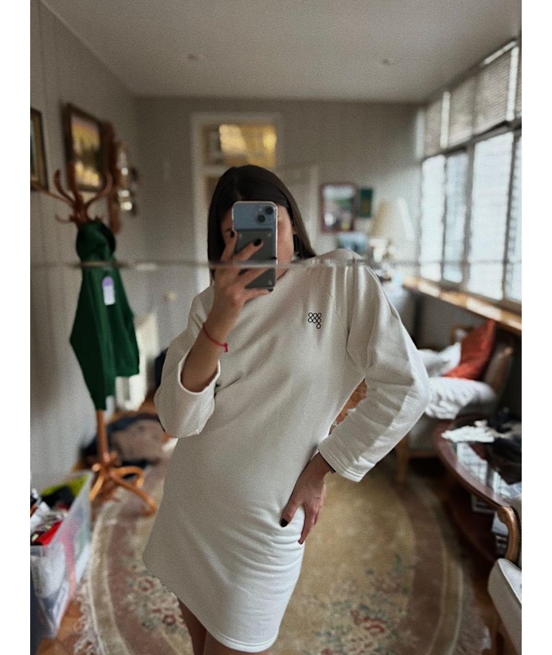 THE PANGAIA Белое хлопковое повседневное платье, фото 5