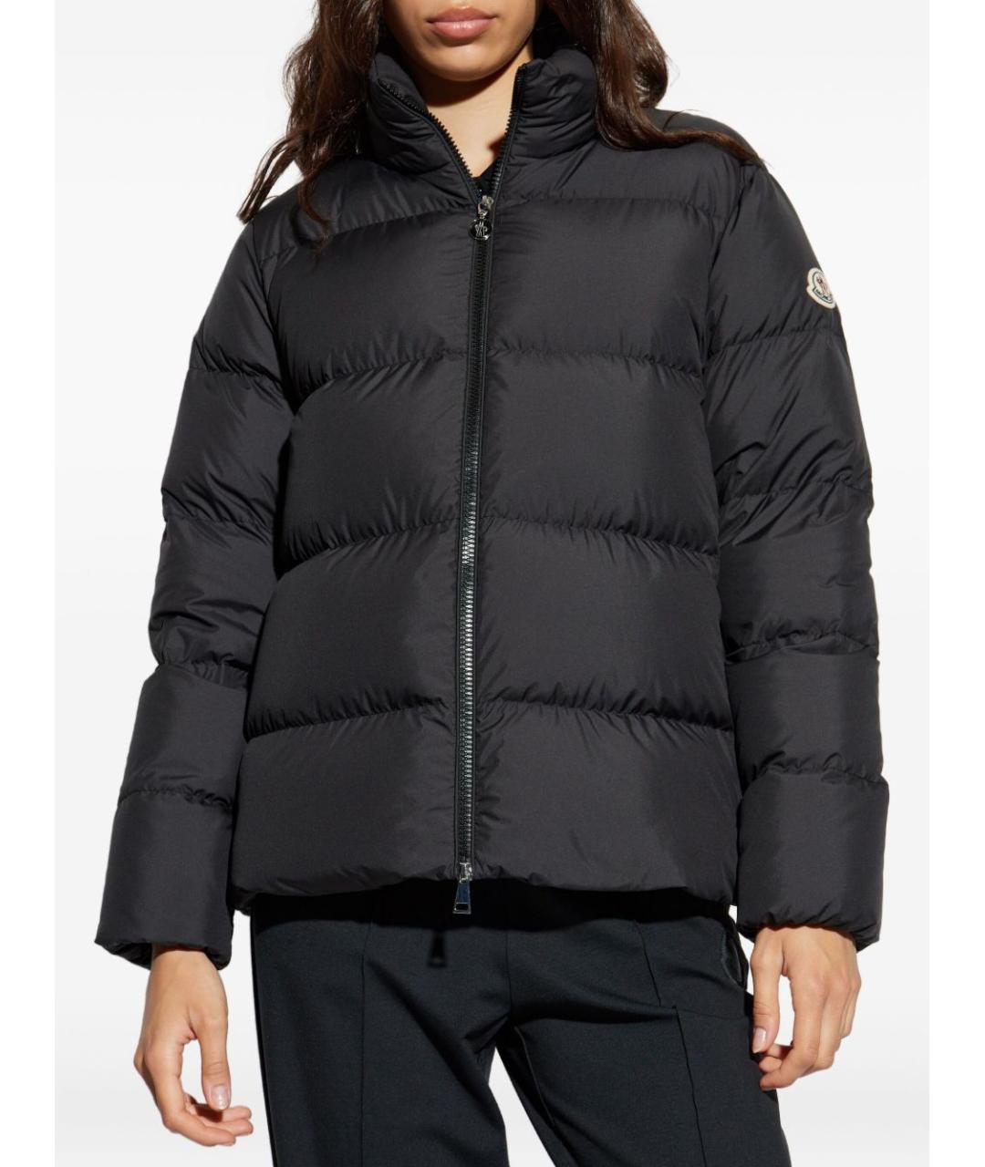 MONCLER Черное полиэстеровое пальто, фото 5