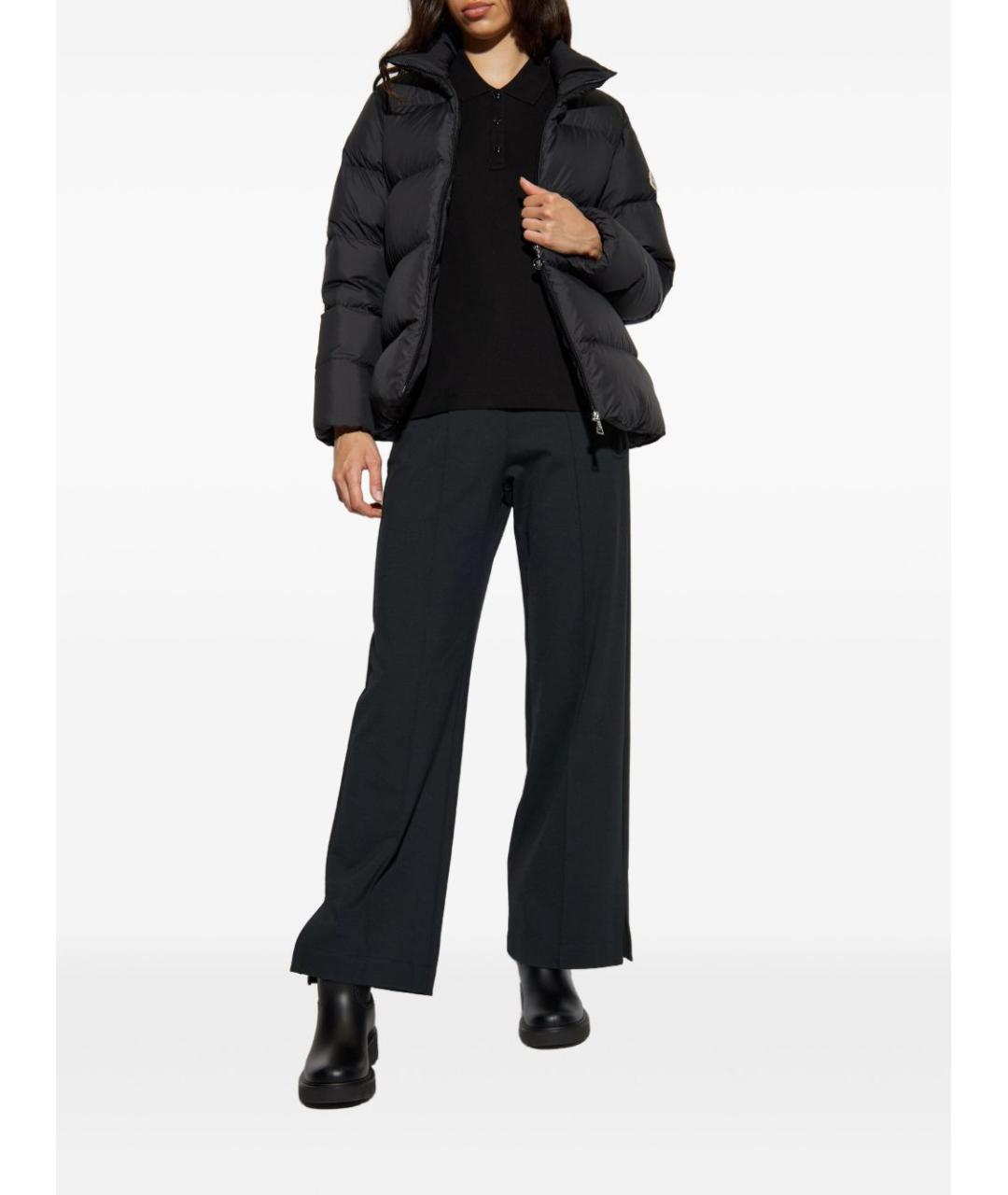 MONCLER Черное полиэстеровое пальто, фото 4