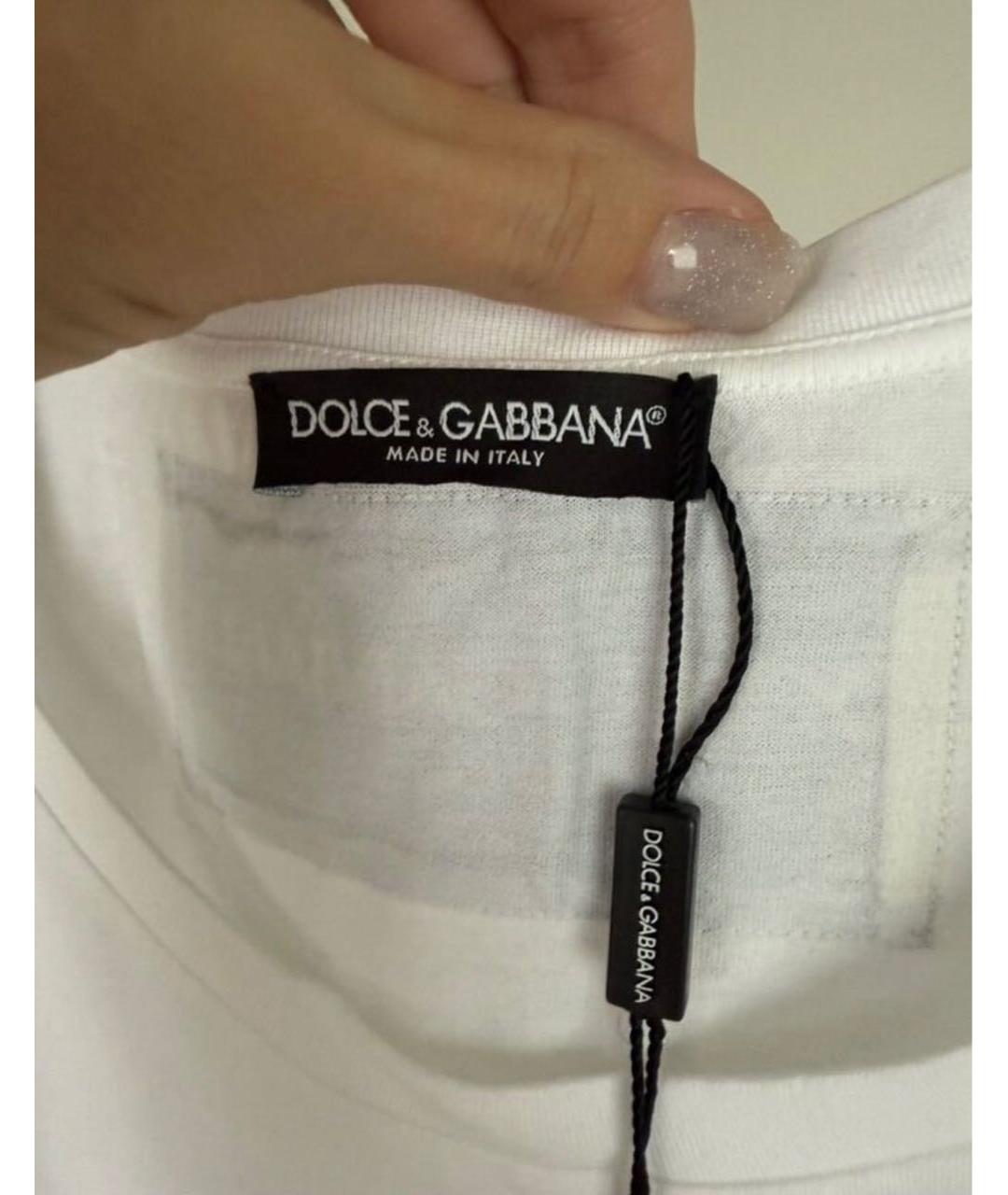 DOLCE&GABBANA Белая хлопковая футболка, фото 4