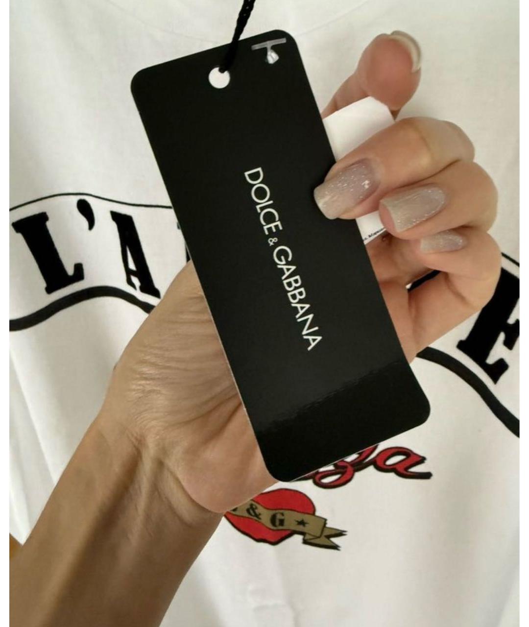 DOLCE&GABBANA Белая хлопковая футболка, фото 3