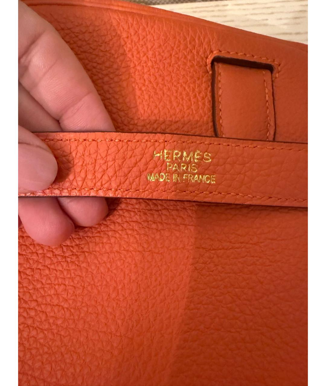 HERMES Оранжевая кожаная сумка с короткими ручками, фото 2