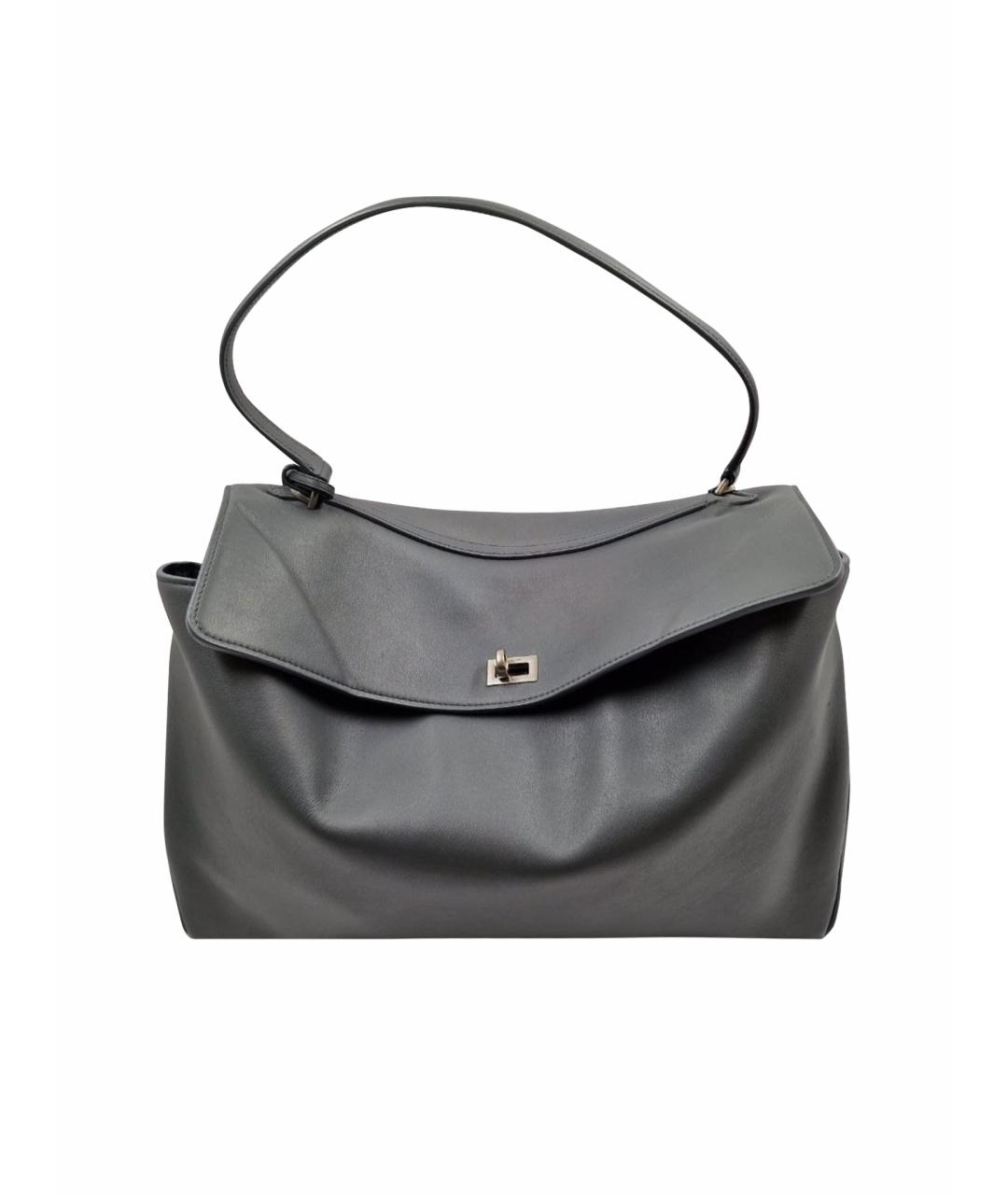 BALENCIAGA Серая кожаная сумка с короткими ручками, фото 1