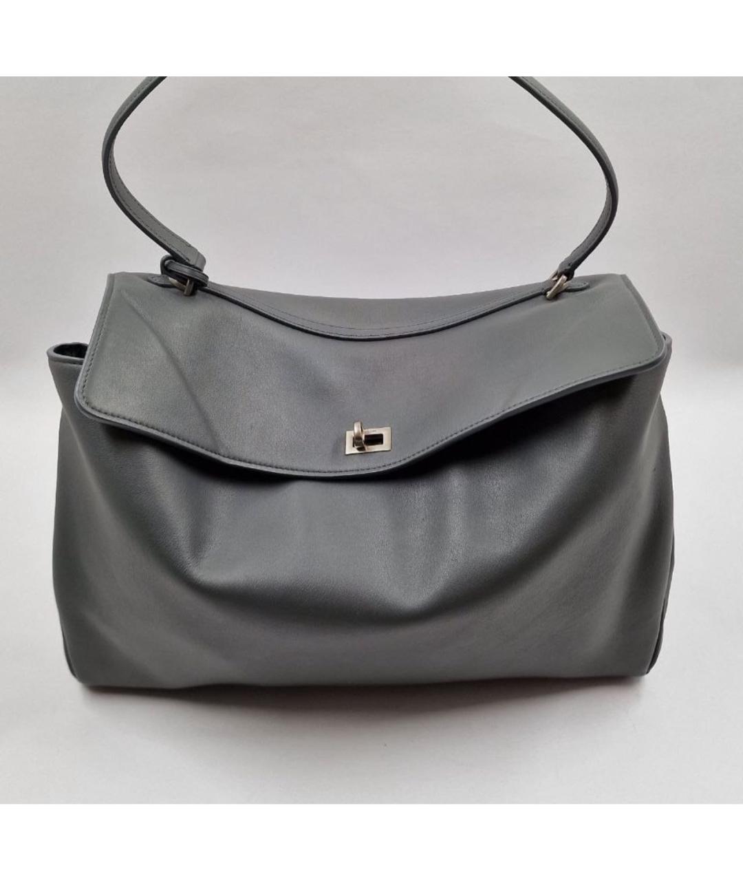 BALENCIAGA Серая кожаная сумка с короткими ручками, фото 6