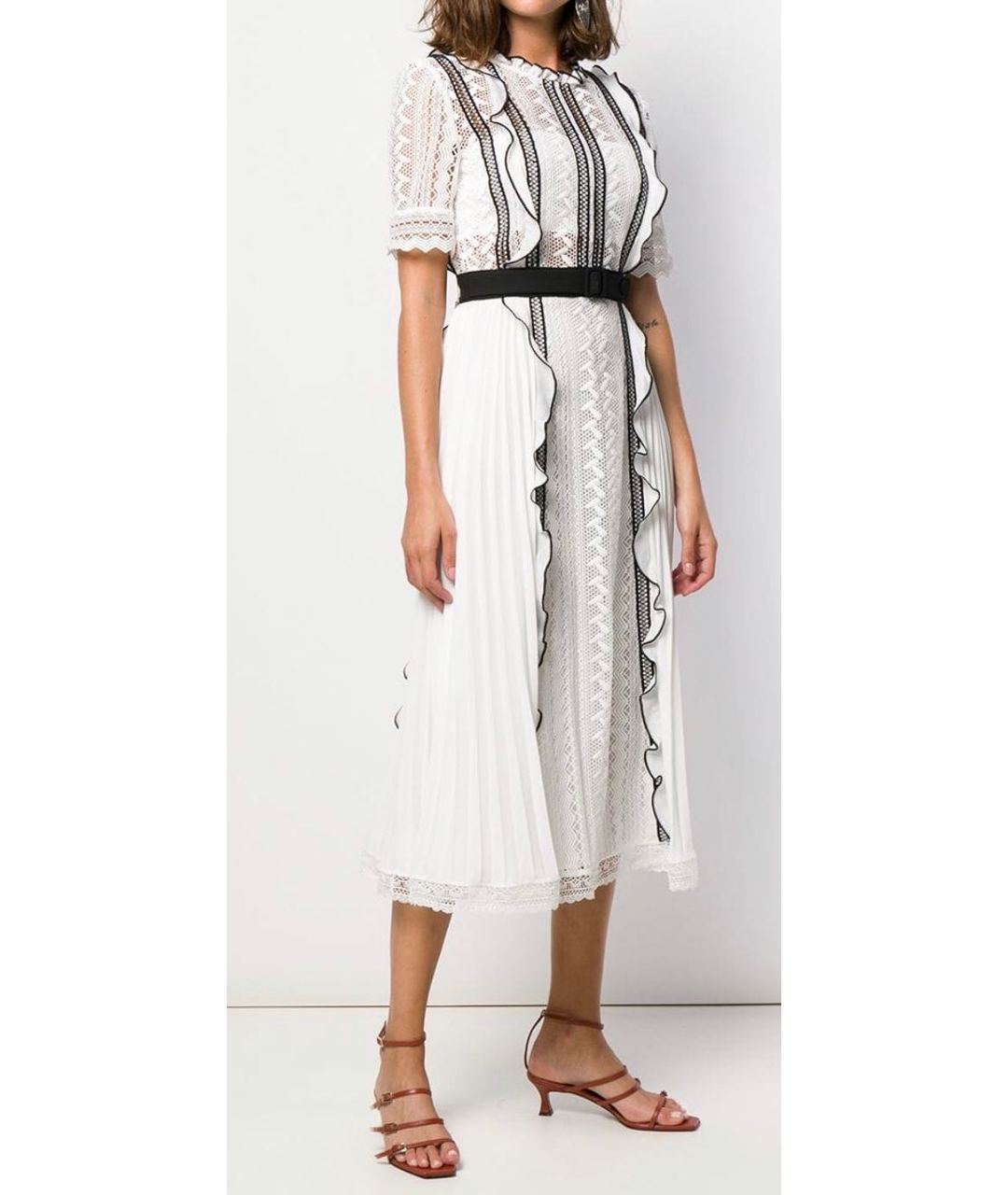 SELF-PORTRAIT Белое кружевное повседневное платье, фото 7