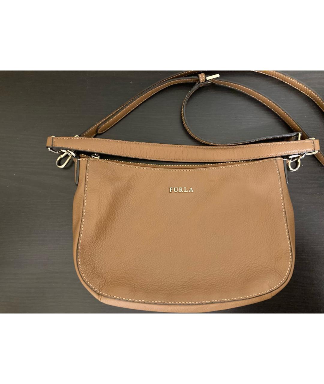 FURLA Коричневая кожаная сумка через плечо, фото 6