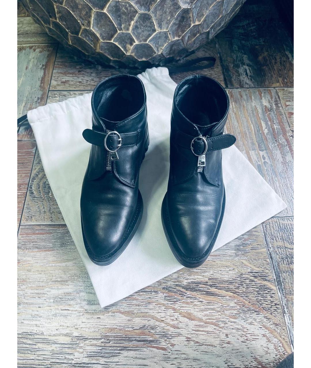 PRADA Черные кожаные ботинки, фото 7