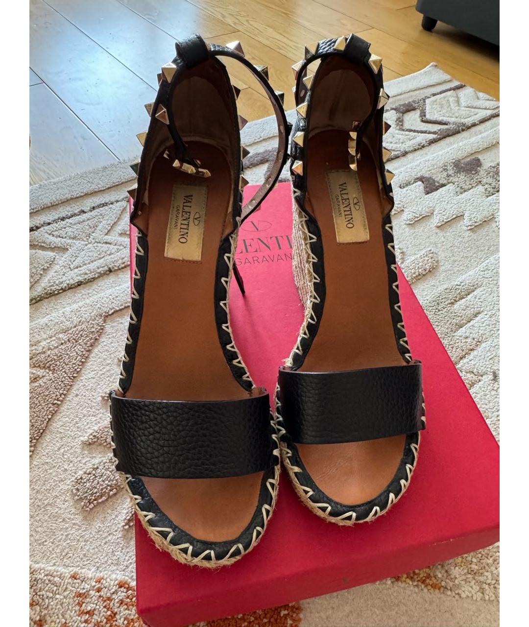 VALENTINO Черные текстильные босоножки, фото 3