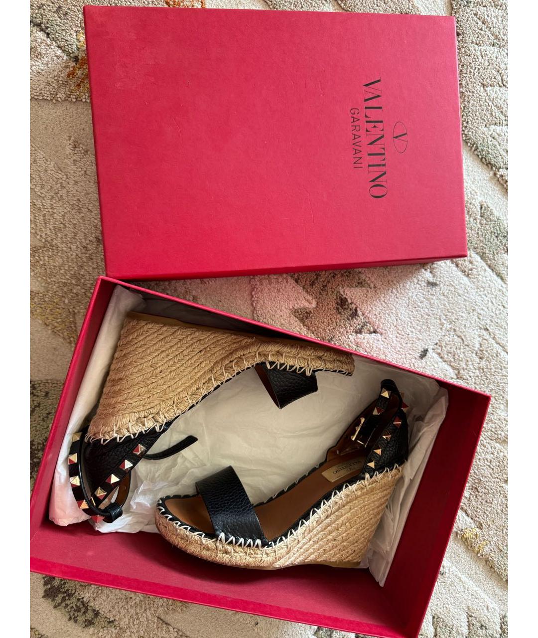 VALENTINO Черные текстильные босоножки, фото 2
