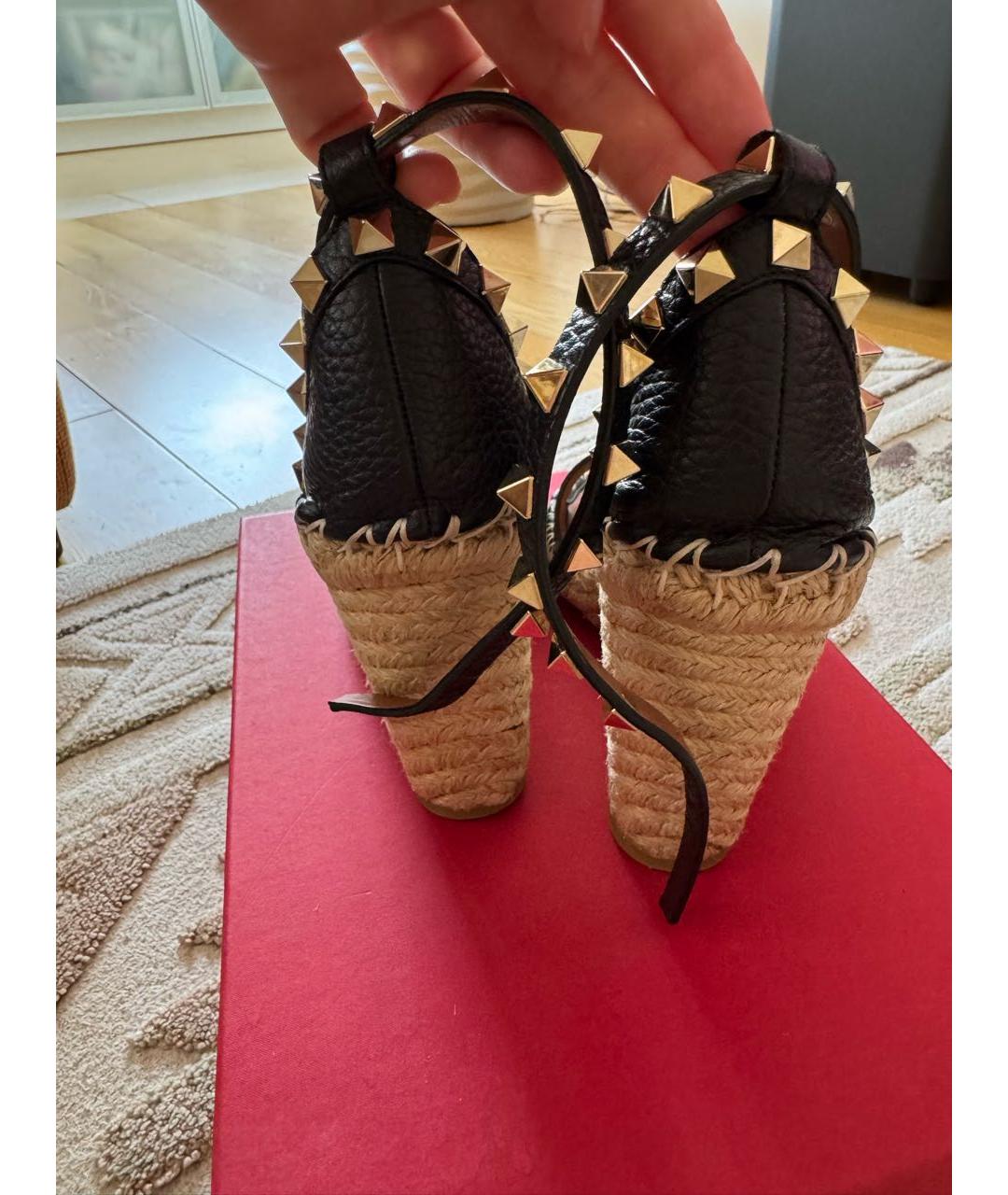 VALENTINO Черные текстильные босоножки, фото 5