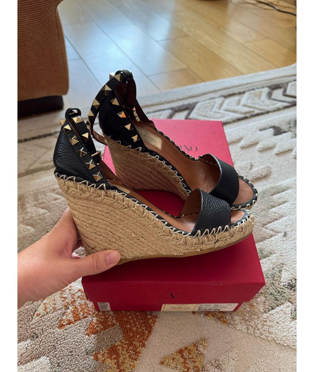 VALENTINO Черные текстильные босоножки, фото 7