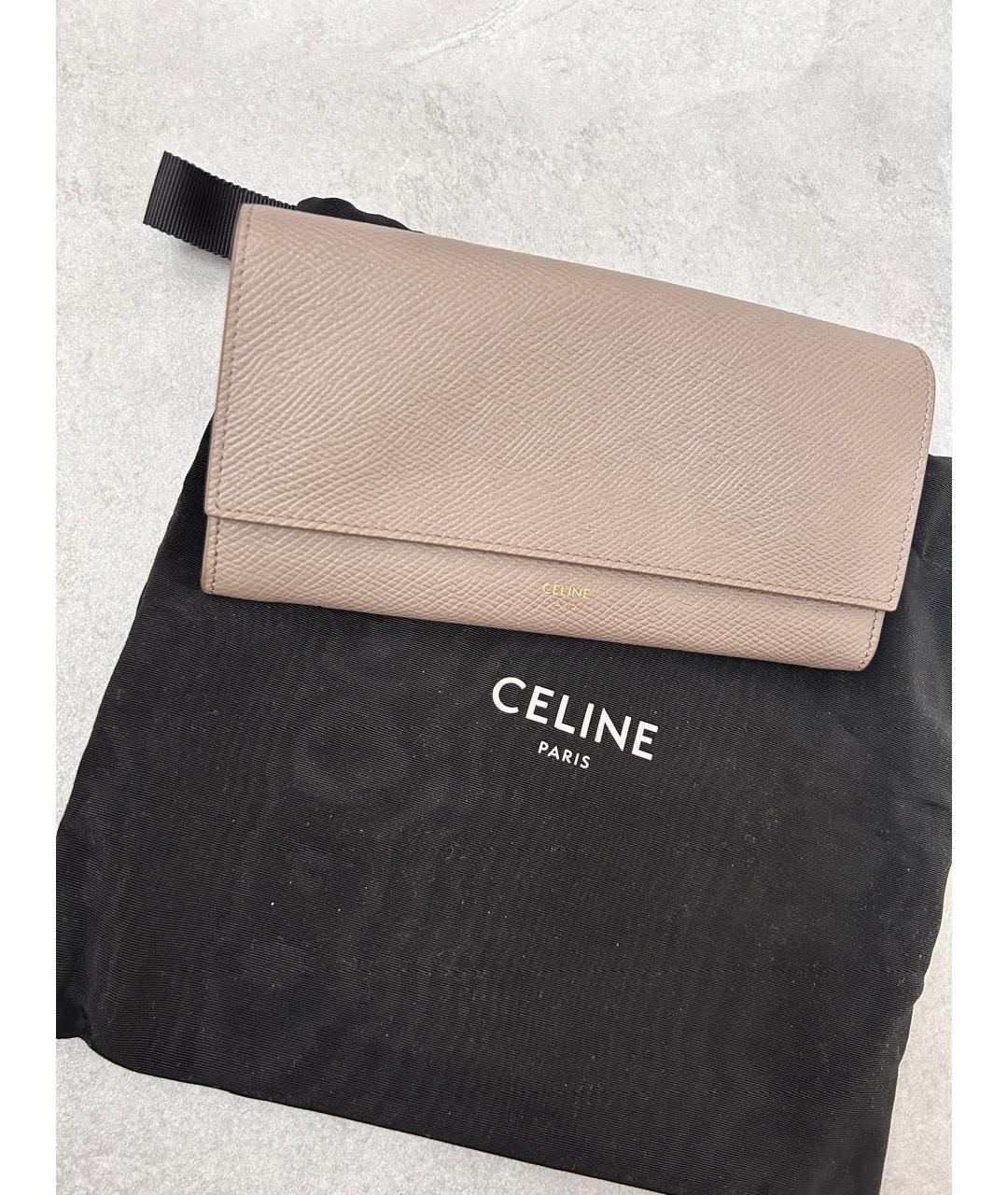 CELINE Бежевый кожаный кошелек, фото 5