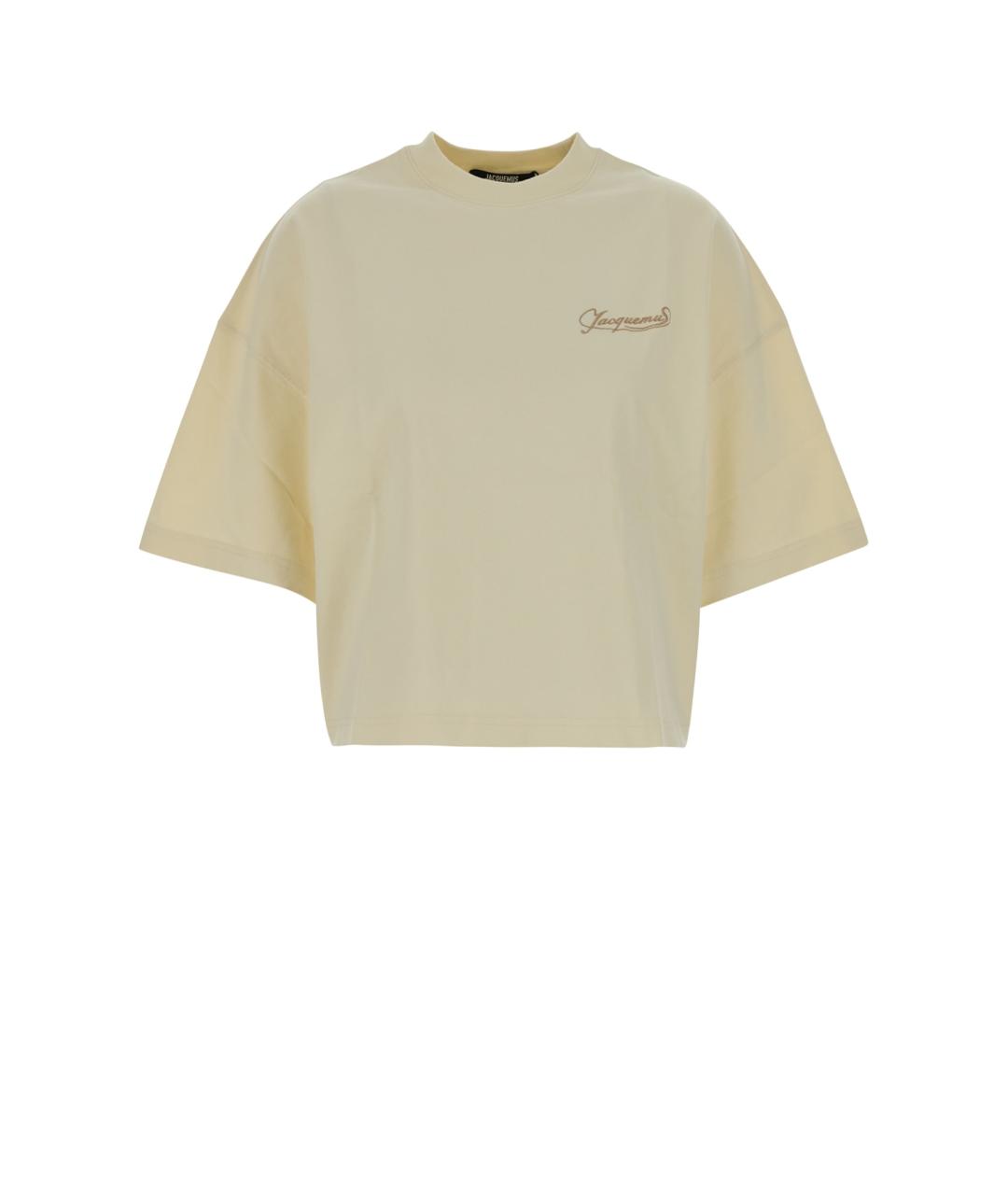 JACQUEMUS Бежевая хлопковая футболка, фото 1